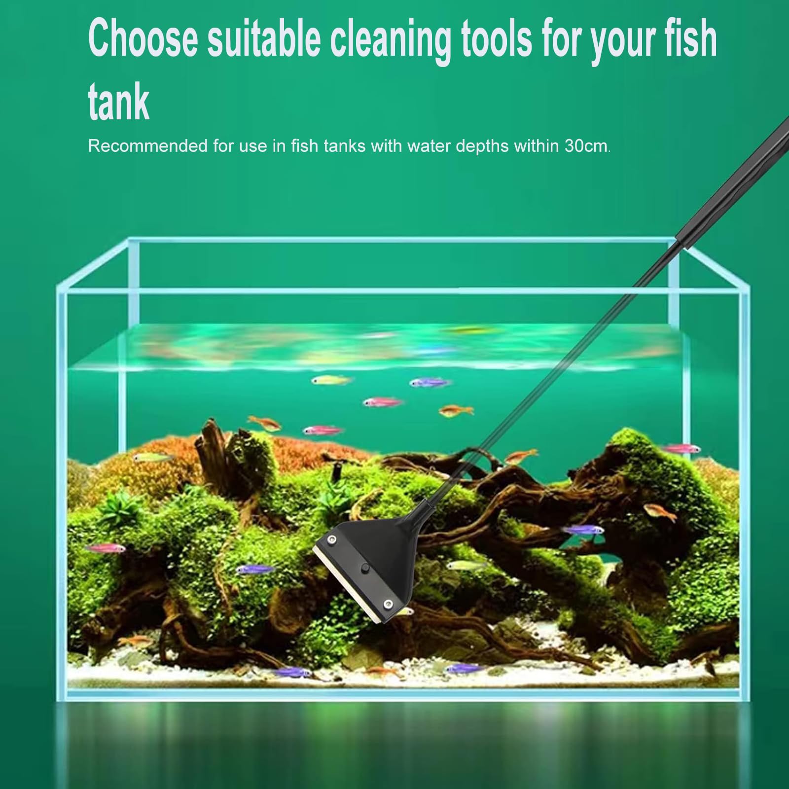 Premium 3-in-1 Fish Tank Cleaner Kit - Aquarium Glass Cleaner, Algae Scraper & Right Angle Brush for Crystal Clear Water | Complete Maintenance Solution for Freshwater & Saltwater Tanks | Perfect for Home, Office or Classroom Aquariums