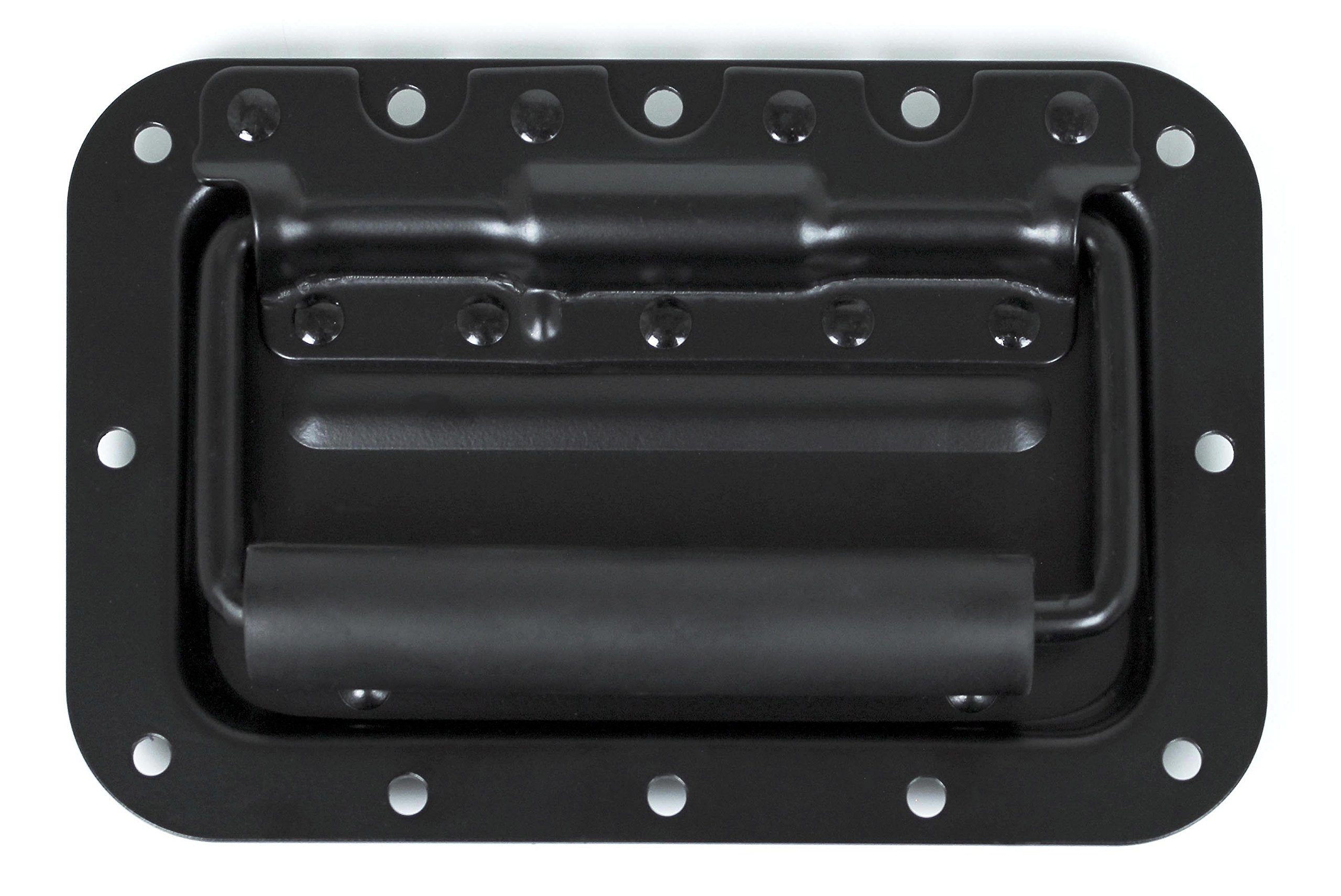 4 Pack Medium Spring Loaded Steel Recessed Handles - Black with Padded Grip for Case, Chest, Cabinet & Speaker Box - Durable Hardware for Storage & Audio Equipment Organization