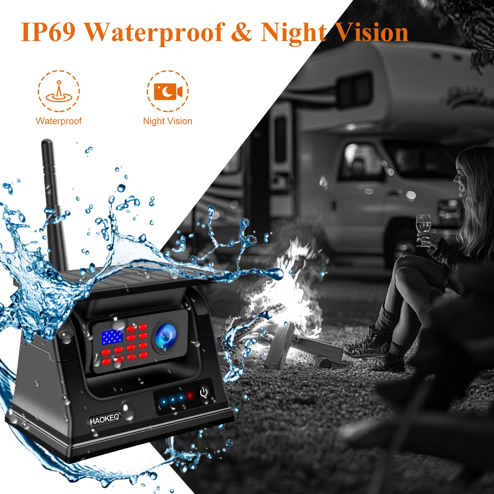 7'' Magnetic Solar Wireless Backup Camera - HD 1080P IPS Touchscreen Monitor, No-Drilling Installation, Long Battery Life, Strong Magnetic Mount for RV, Trailer, Camper, Hitching, Gooseneck & Horse Trailers - Perfect for Safe Parking & Reversing in Tight Spaces