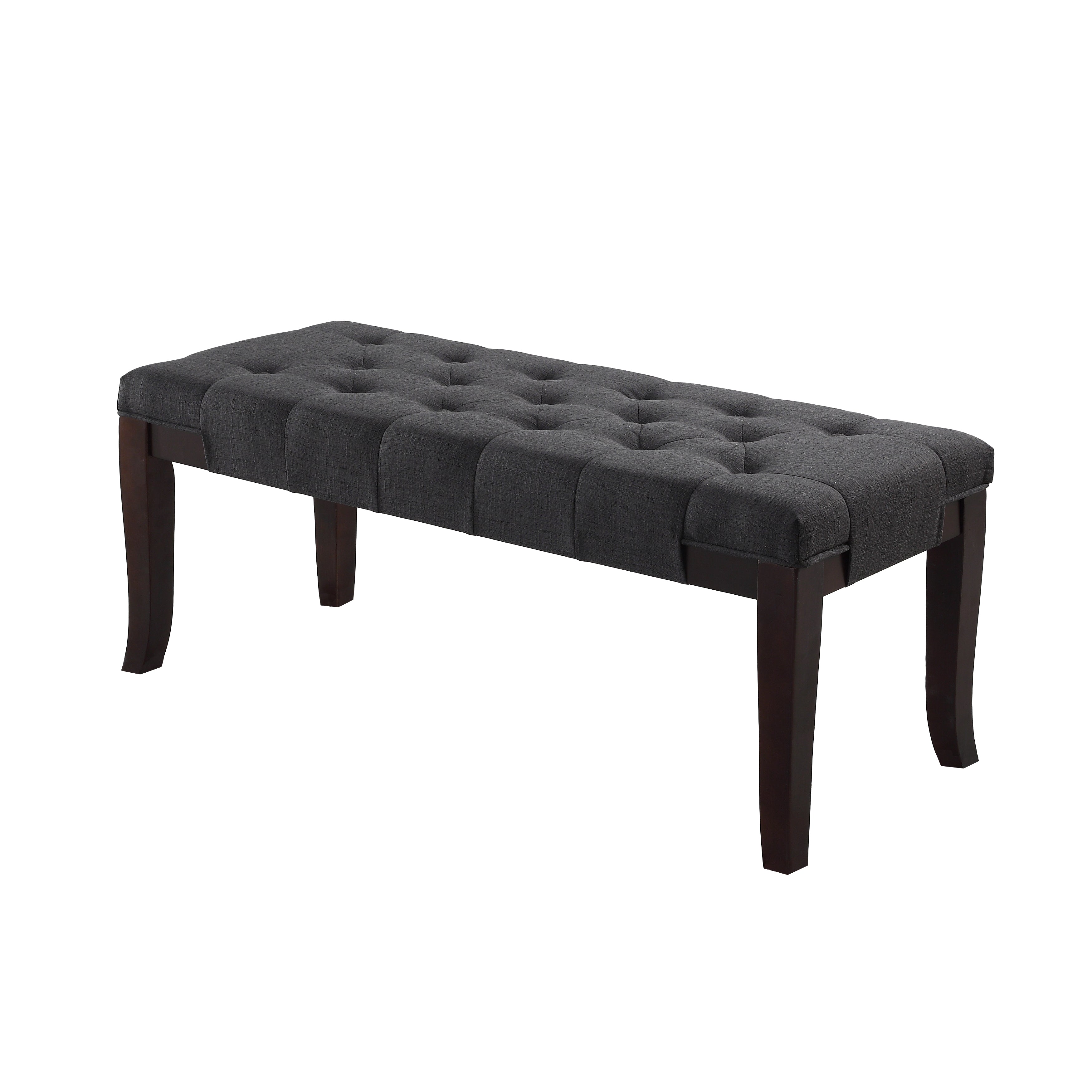 Roundhill Furniture Linon Fabric Tufted Ottoman Bench with Storage, Grey - Perfect for Living Room, Bedroom & Entryway Seating