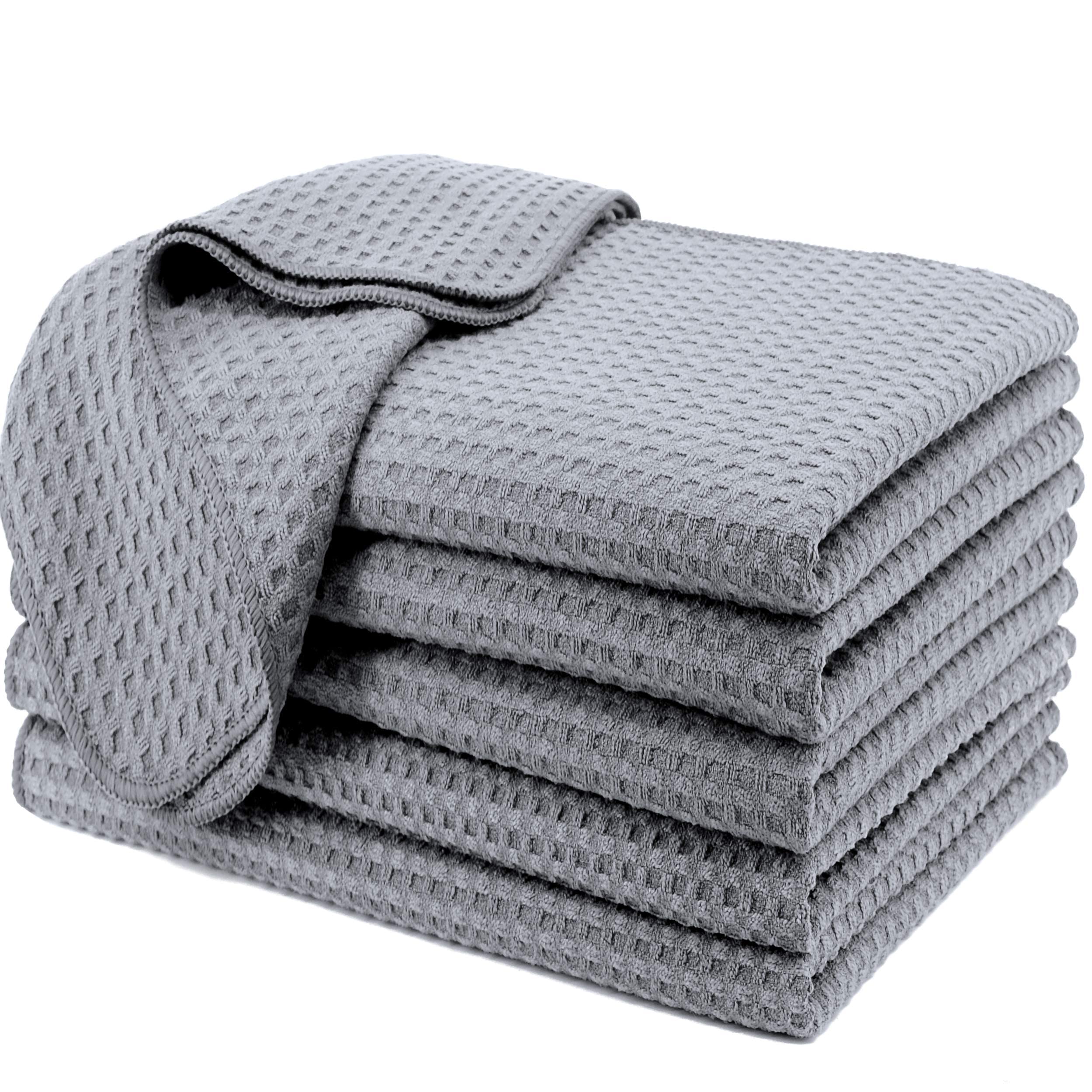 ProHomTex Premium Microfiber Kitchen Dish Towels Set of 6 - Super Absorbent Waffle Weave Hand Towels (16