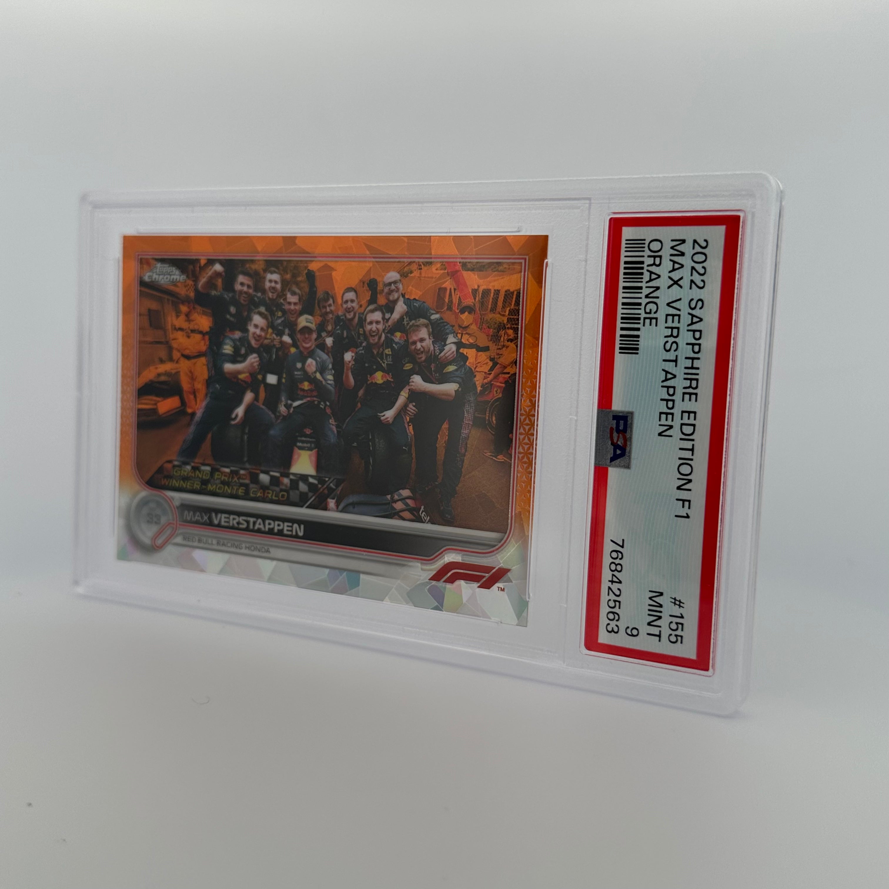 PSA 9 Graded 21/25 MAX VERSTAPPEN #155 SAPPHIRE EDITION ORANGE - Rare Collectible Trading Card for F1 Fans & Sports Memorabilia Enthusiasts