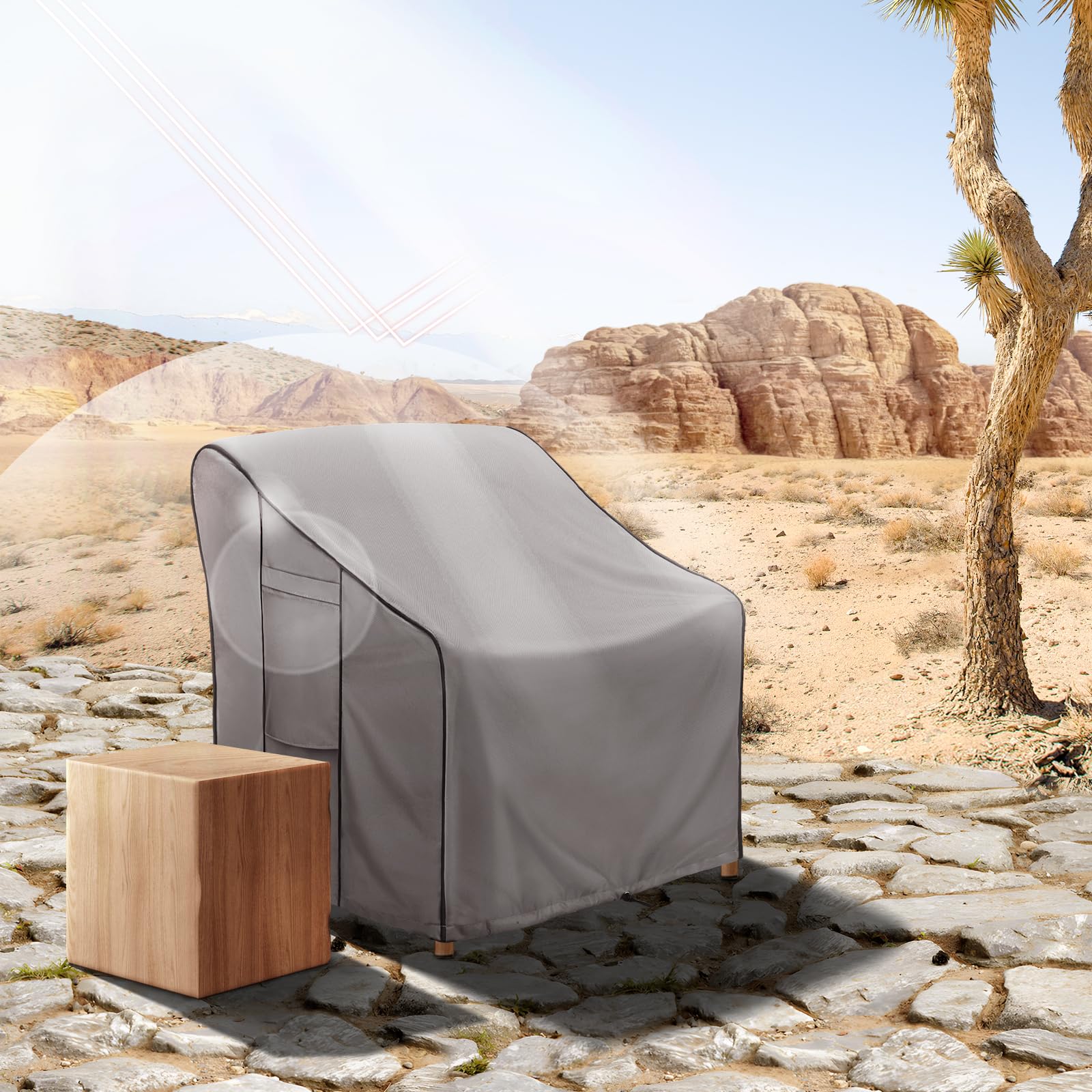 KylinLucky Heavy Duty Waterproof Outdoor Patio Furniture Covers 2-Pack (29x30x36 Inches) - Weatherproof Lawn Chair Protectors for Garden, Deck & Poolside - Cloudy Grey