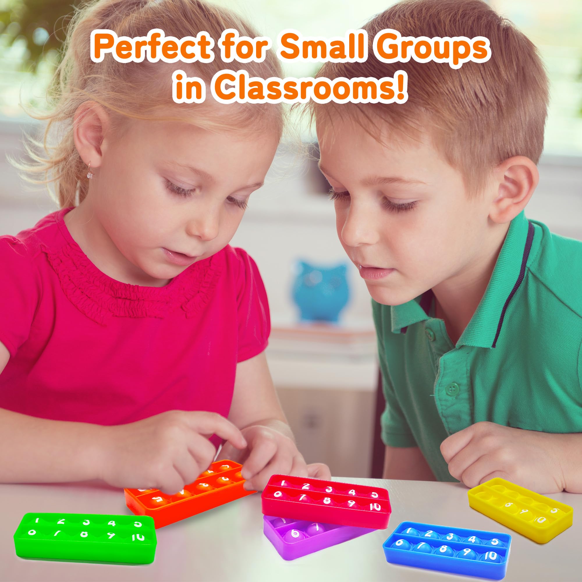 Ten Frame Pop Board - 6 Pack Counting Math Sensory Toys for Kids, Montessori Classroom Fidget Tools, Bubble Poppers for Focus & Stress Relief - Ideal for Kindergarten, Homeschooling & Quiet Play Activities