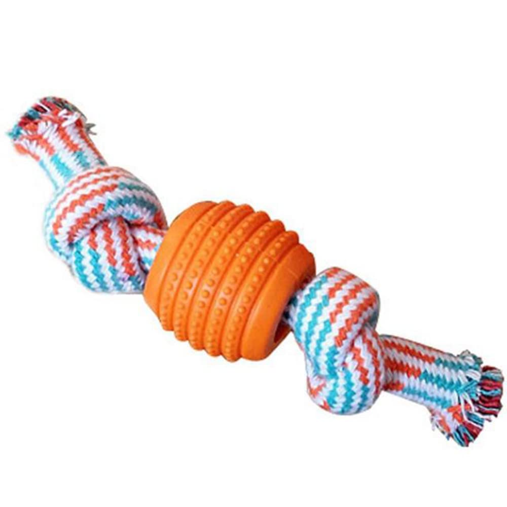 **EastVita Durable Dog Chew Rope Toy - Double Knot Cotton Ball for Bite-Resistant Play & Teeth Cleaning - Pet Dental Toy for Small & Large Dogs (Orange) - Perfect for Indoor Play, Training & Dental Health**