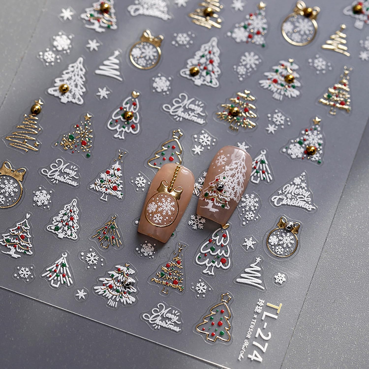 5D Embossed Christmas Tree Nail Art Stickers - Self-Adhesive Holiday Nail Decals for Women & Girls | Winter Snowflake Xmas Nail Designs | Perfect for Christmas Parties, Gift Giving & Festive Nail Art Decoration