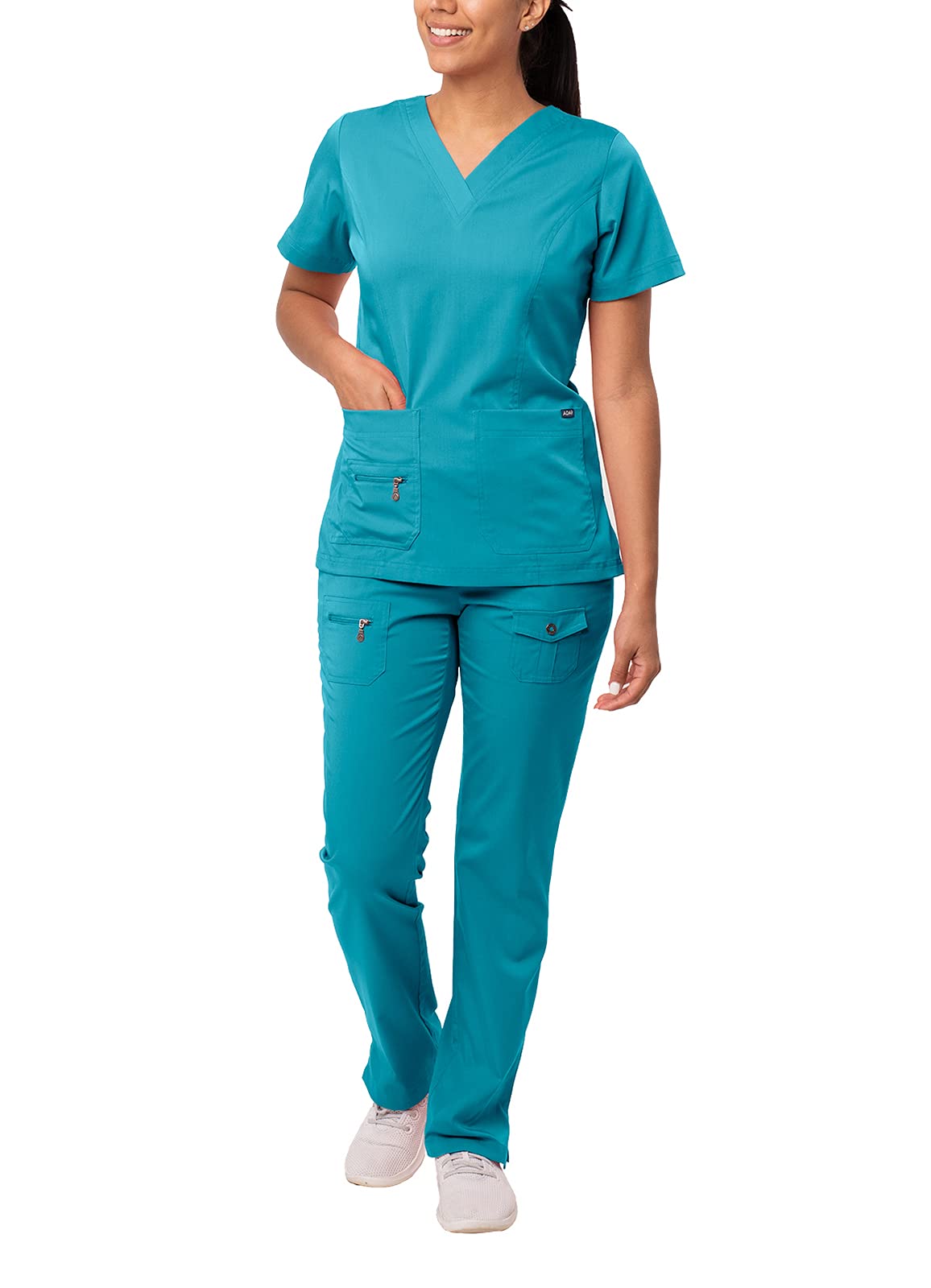 Adar Pro Breakthrough Plus Scrub Set for Women - Enhanced V-Neck Top & Multi Pocket Pants - Petite/Tall Sizes - Comfortable Medical Uniform for Nurses, Doctors & Healthcare Professionals - Perfect for Hospital Shifts & Clinical Work