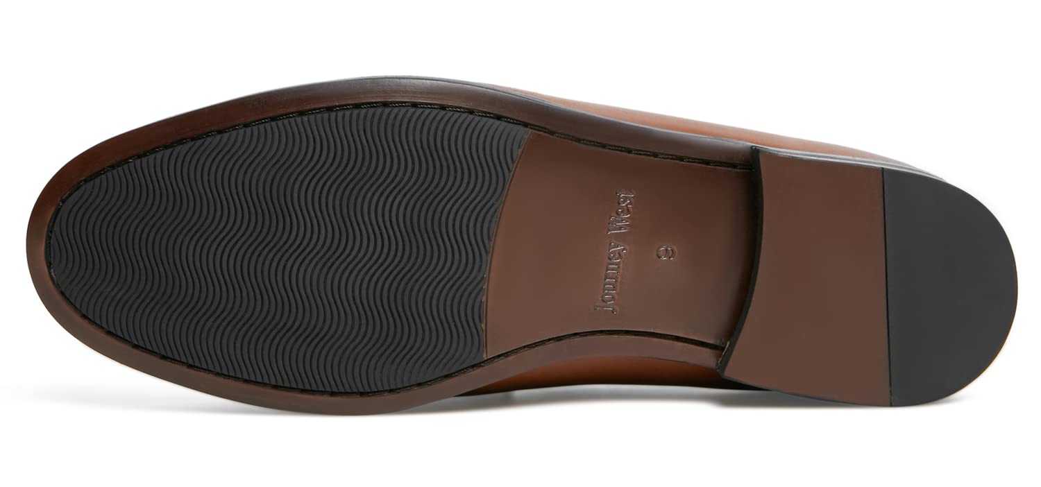 Journey West Men's Genuine Leather Penny Loafers - Comfortable Slip-On Dress Shoes for Business & Casual Wear | Perfect for Office, Weddings & Formal Events