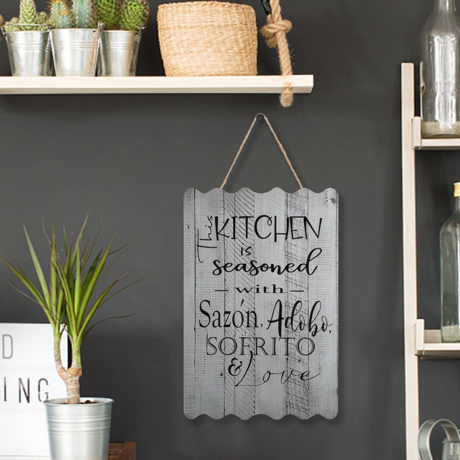 Authentic Spanish Puerto Rican Kitchen Wall Decor - 8×12 Inch Hanging Sign with Sazon Adobo Sofrito Design - Perfect for Home, Restaurant & Latino Cultural Decor