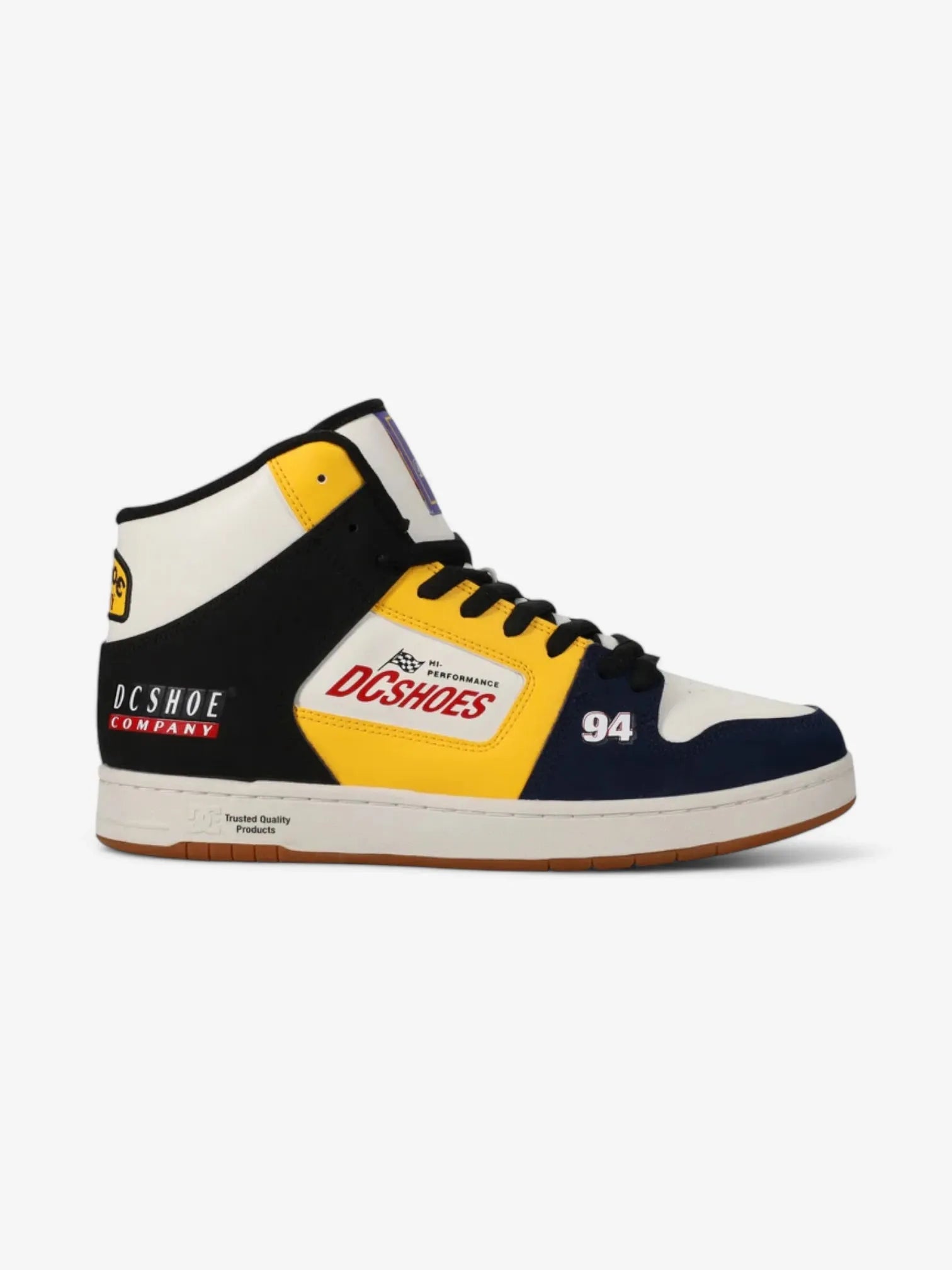 DC Manteca 4 Hi SE Skate Shoes - White/Blue/Yellow - High Top Sneakers for Men | Durable Skateboarding & Streetwear Fashion Shoes for Skaters & Urban Lifestyle
