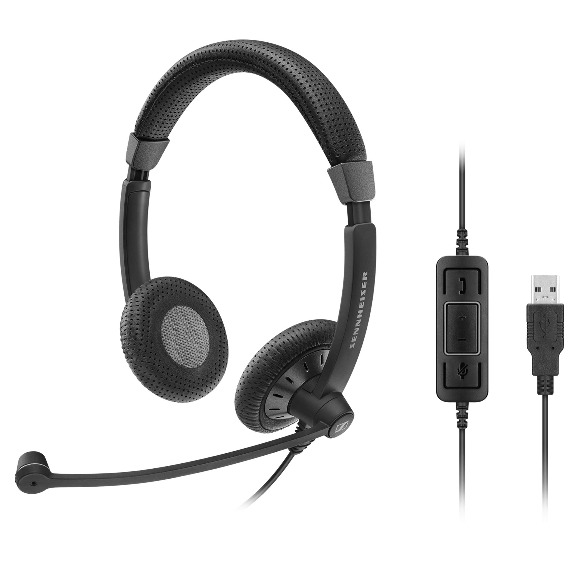 Sennheiser SC 70 USB CTRL (506504) Business Headset - Dual-Sided HD Sound with Noise Cancelling Mic & USB Connector for Unified Communications | Perfect for Call Centers, Remote Work & Video Conferencing (Black)