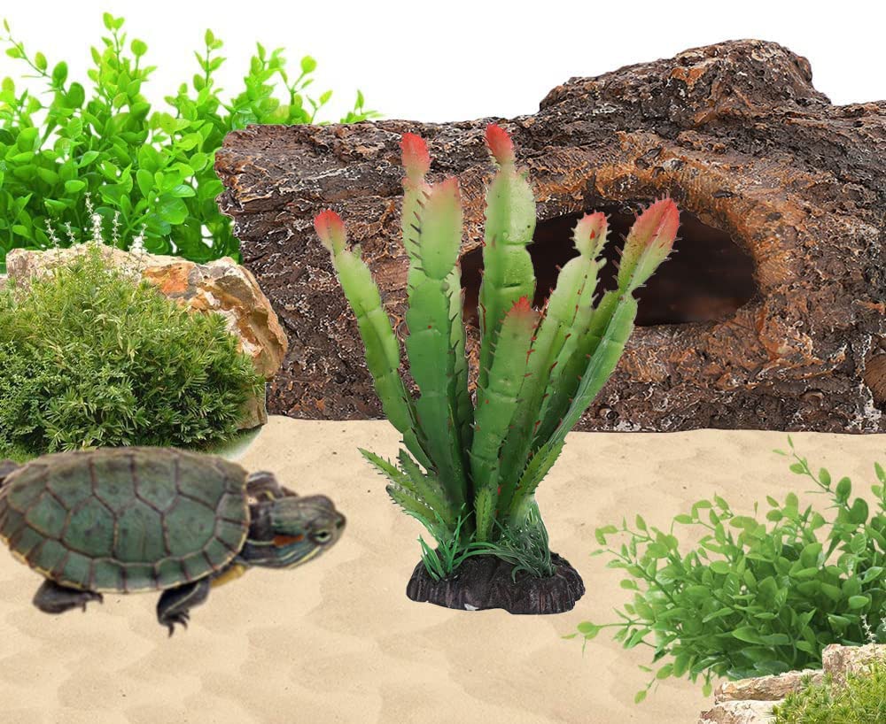 Artificial Reptile Cactus Plants Decor - Realistic Aquarium & Terrarium Decor for Fish Tanks, Bearded Dragon Habitats, Lizard & Gecko Enclosures - Perfect for Desert Landscape Setup in Reptile Tanks & Aquatic Environments