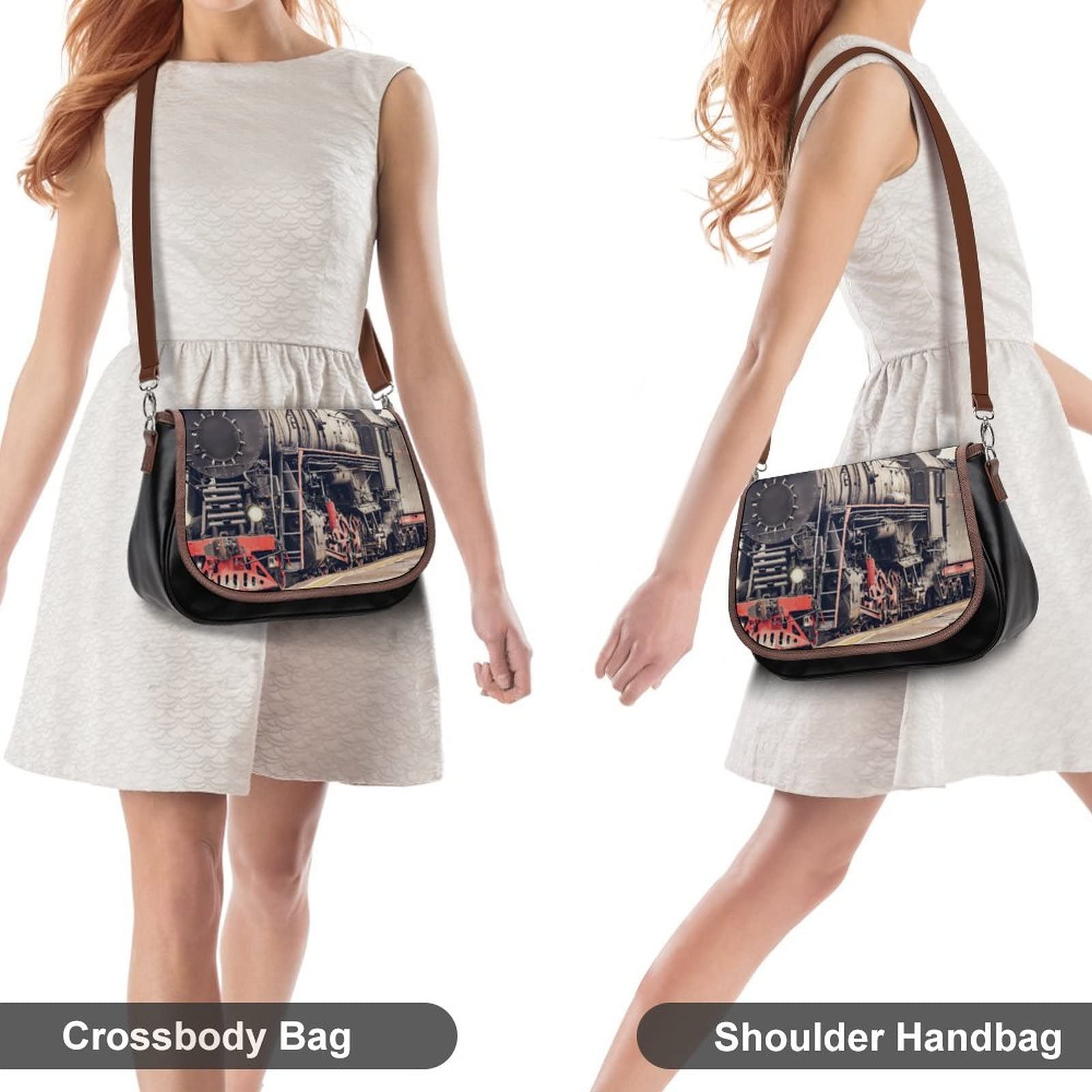 Trendy Printed Crossbody Bags for Women - Genuine Leather Shoulder Bag Satchel Hobo Purse - Retro Fashion Accessory for City Commute, Travel & Daily Use