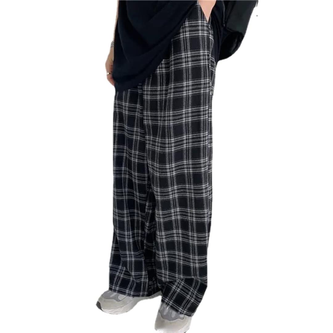 Gothic Plaid Pants for Women - Baggy Alternative Trousers with Checkered Pattern | Perfect for Punk Concerts, Halloween Costumes & Dark Fashion Outfits