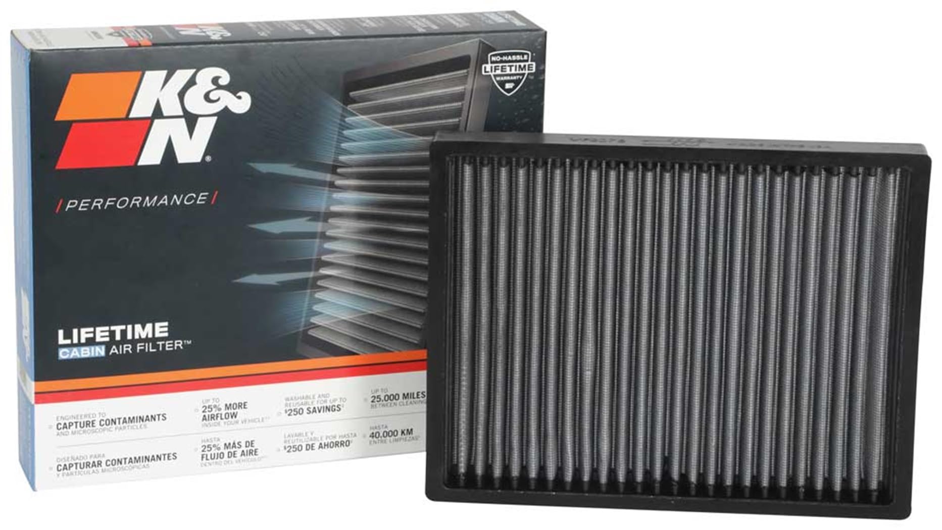 K&N VF2075 Lifetime Washable Cabin Air Filter - Premium Replacement for 2016-2020 KIA Sorento - Improves Air Quality & Reduces Allergens - Perfect for Daily Commutes & Road Trips
