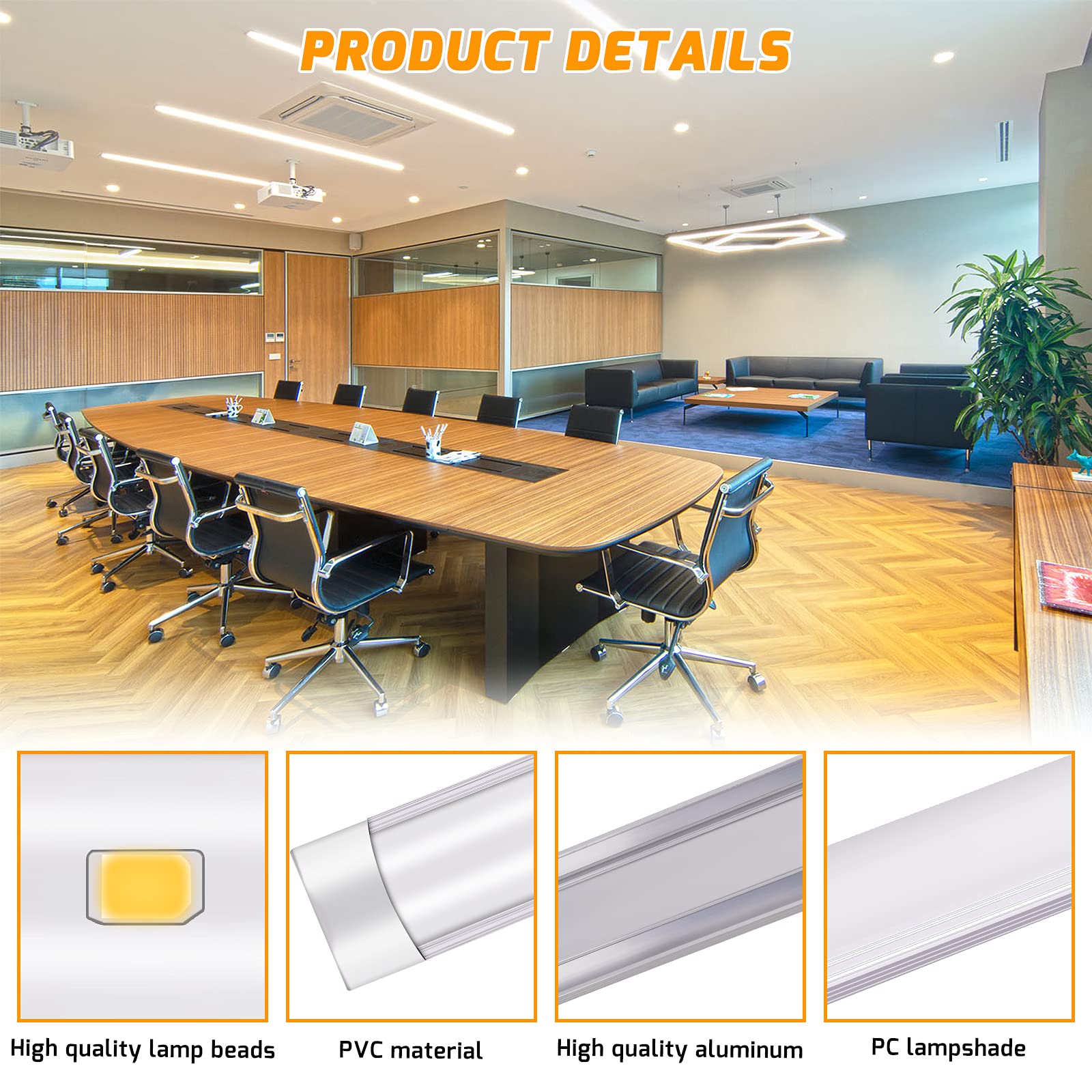 Viugreum 5000K Daylight LED Shop Lights - 4FT 40W 4800lm Super Bright LED Tube Lights for Workshop, Garage & Workbench - Easy Install High Output Ceiling Lights (Pack of 6) - Perfect for Auto Repair, Woodworking & DIY Projects