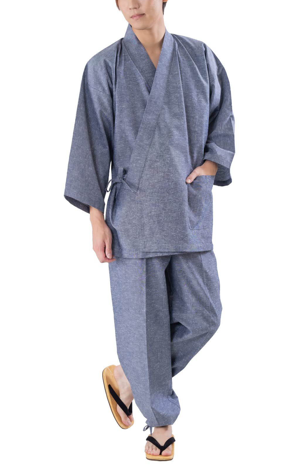 Premium Japanese Men's Tsumugi Samue - 100% Cotton Comfortable Ninja Pajama Set | Traditional Loungewear for Meditation, Martial Arts & Relaxation at Home