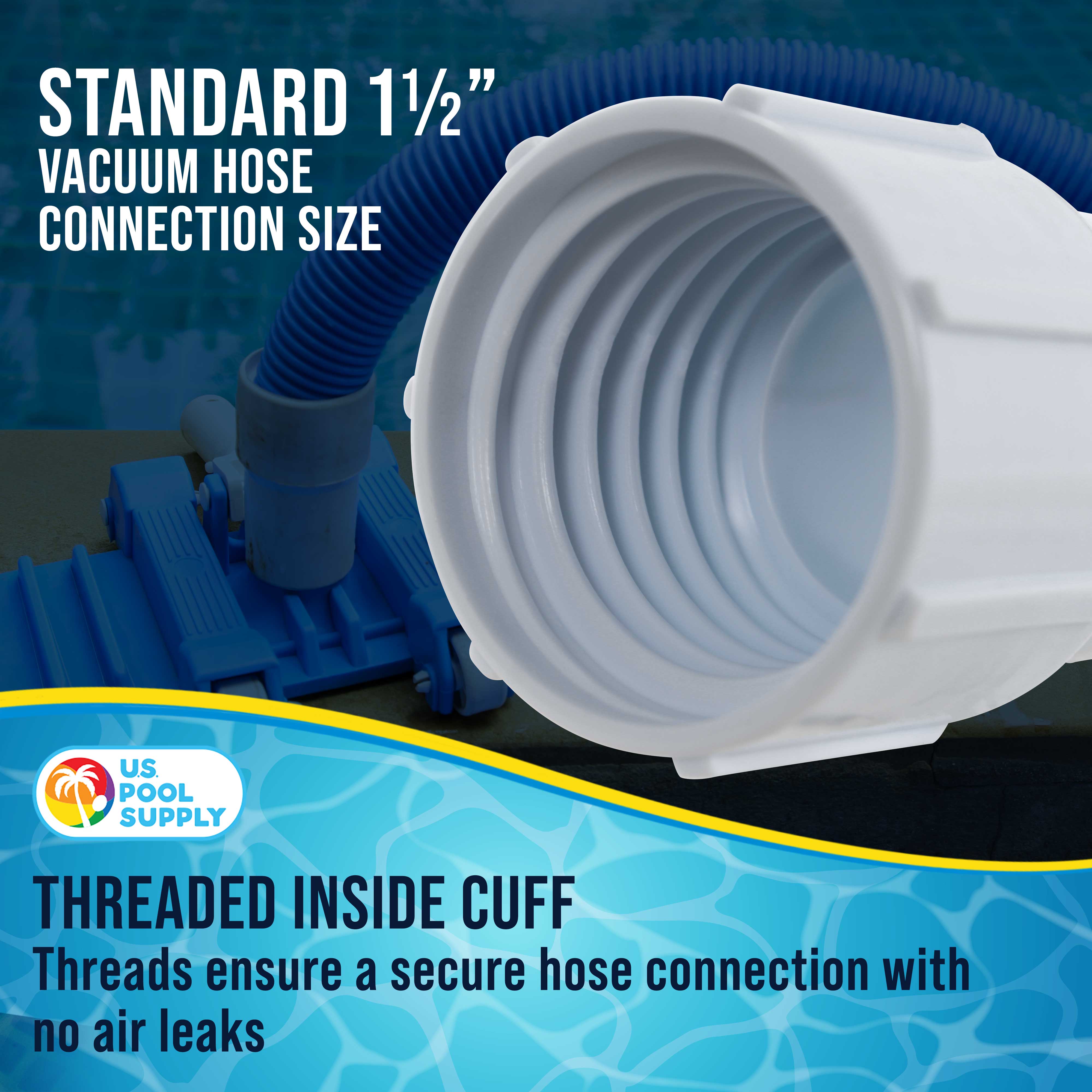 U.S. Pool Supply® 1 1/2 Inch Swimming Pool Hose Cuff - Replacement Threaded Cuff for Spiral Wound Vacuum Hoses | Perfect for Pool Maintenance & Cleaning Accessories
