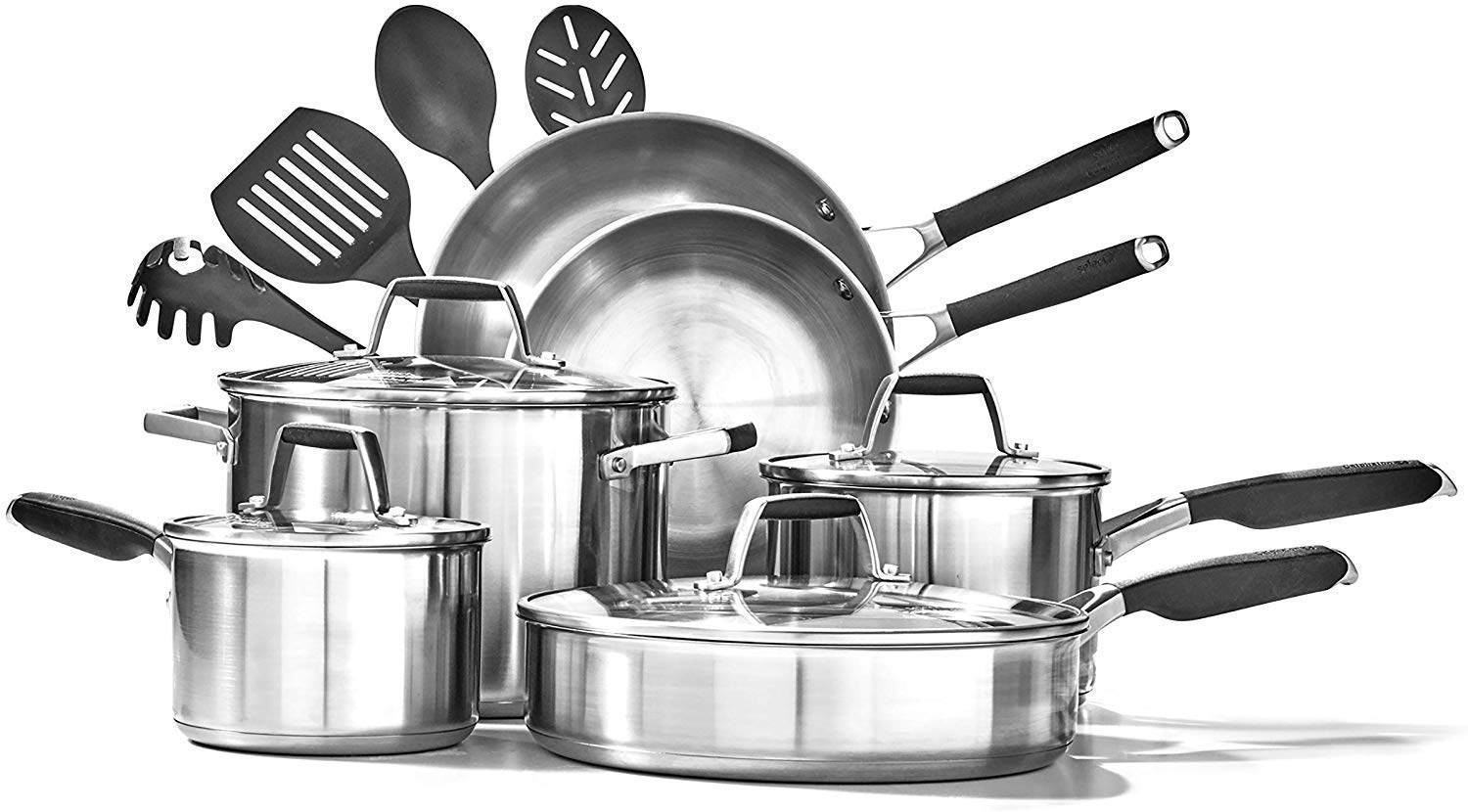 Premium Calphalon Stainless Steel 14-Piece Cookware Set - Professional Grade Pots & Pans for Home Chefs - Perfect for Boiling, Searing, and Everyday Cooking