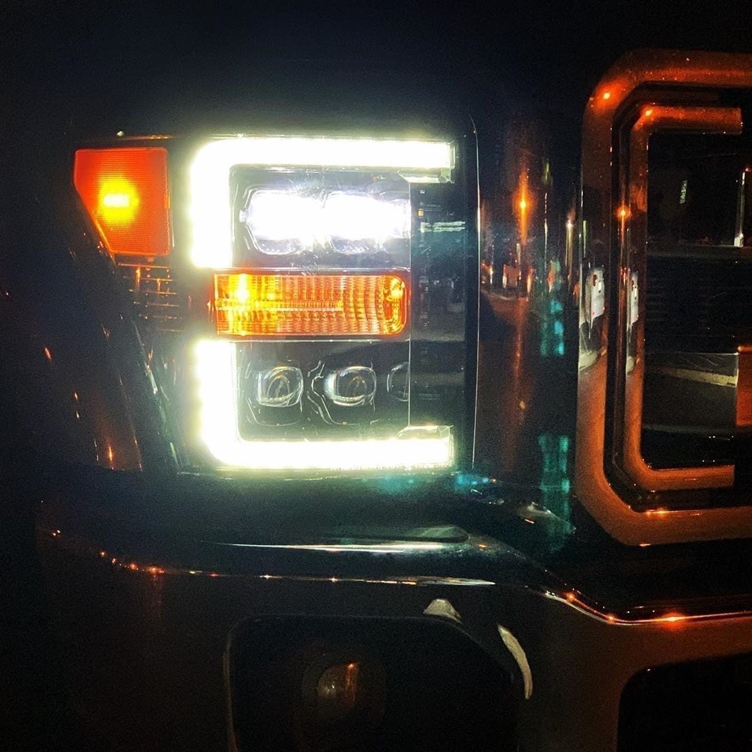 2011-2016 Ford Super Duty NOVA Series LED Projector Headlights - Alpha Black - High Performance Lighting for Off-Road & Night Driving
