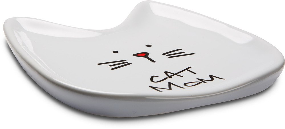 Blobby Cat Spoon Rest - 5 Inch White Ceramic Cat Mom Gift for Kitchen & Dining | Perfect for Cat Lovers, Tea Time & Cozy Home Decor