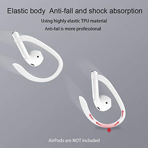 2 Pairs Ear Hooks for Apple AirPods 1/2/3 - Secure Fit Sports Accessories for Cycling, Gym, Running, Dancing, Fishing - Anti-Slip Ear Tips for Workouts & Outdoor Activities (White)