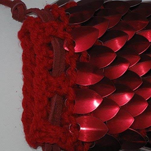 Knitted Scale Armor Dice Bag - Flame Red for Dungeons & Dragons RPG Gaming Accessories | Perfect for Tabletop Games, D&D Sessions, and Fantasy Cosplay