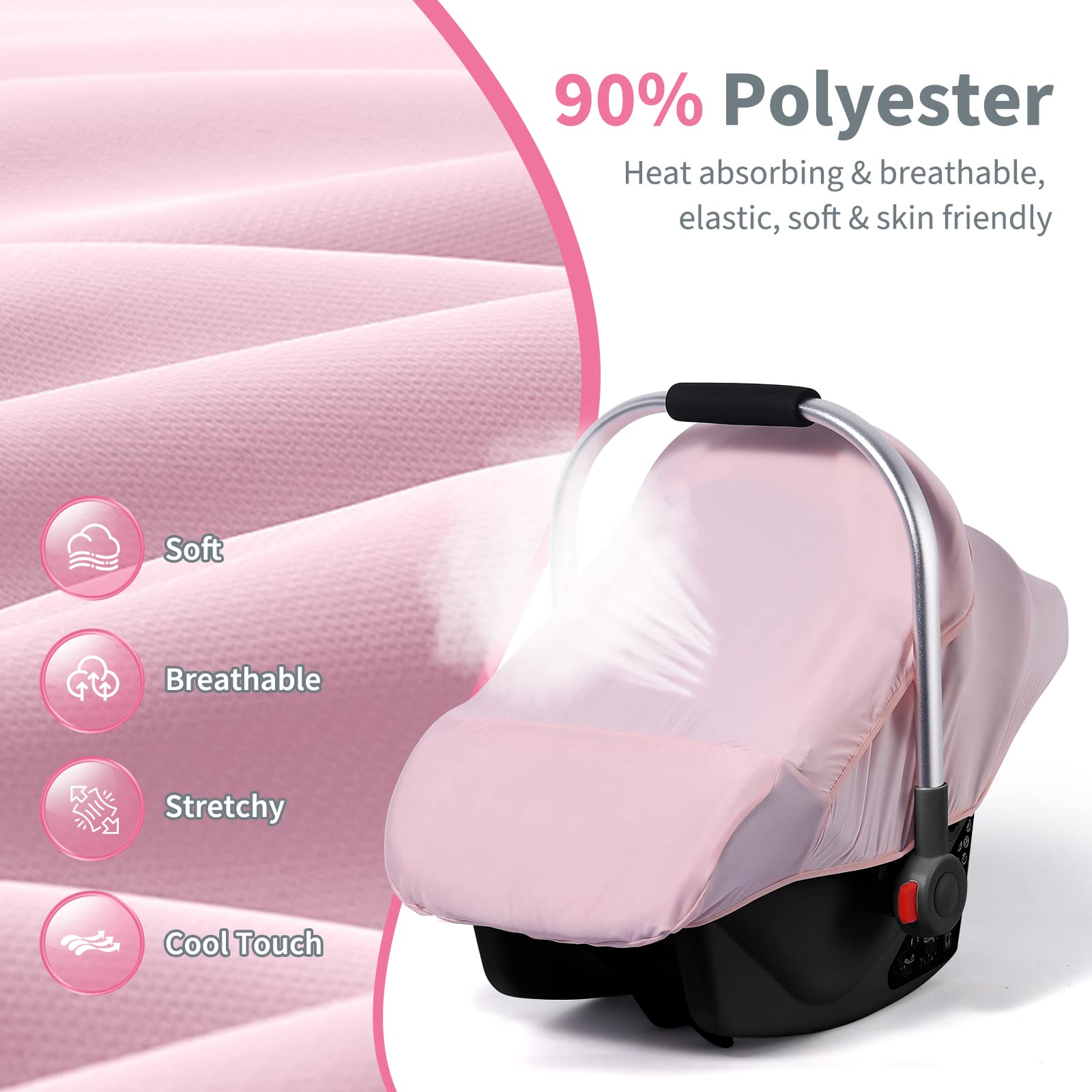 Premium Baby Car Seat Covers for Boys & Girls - Breathable Stretchy Infant Car Seat Canopy with Adjustable Mesh Window & Storage Pocket - Kick-Proof Stroller Cover for Spring & Summer - Perfect for Travel, Shopping & Outdoor Adventures