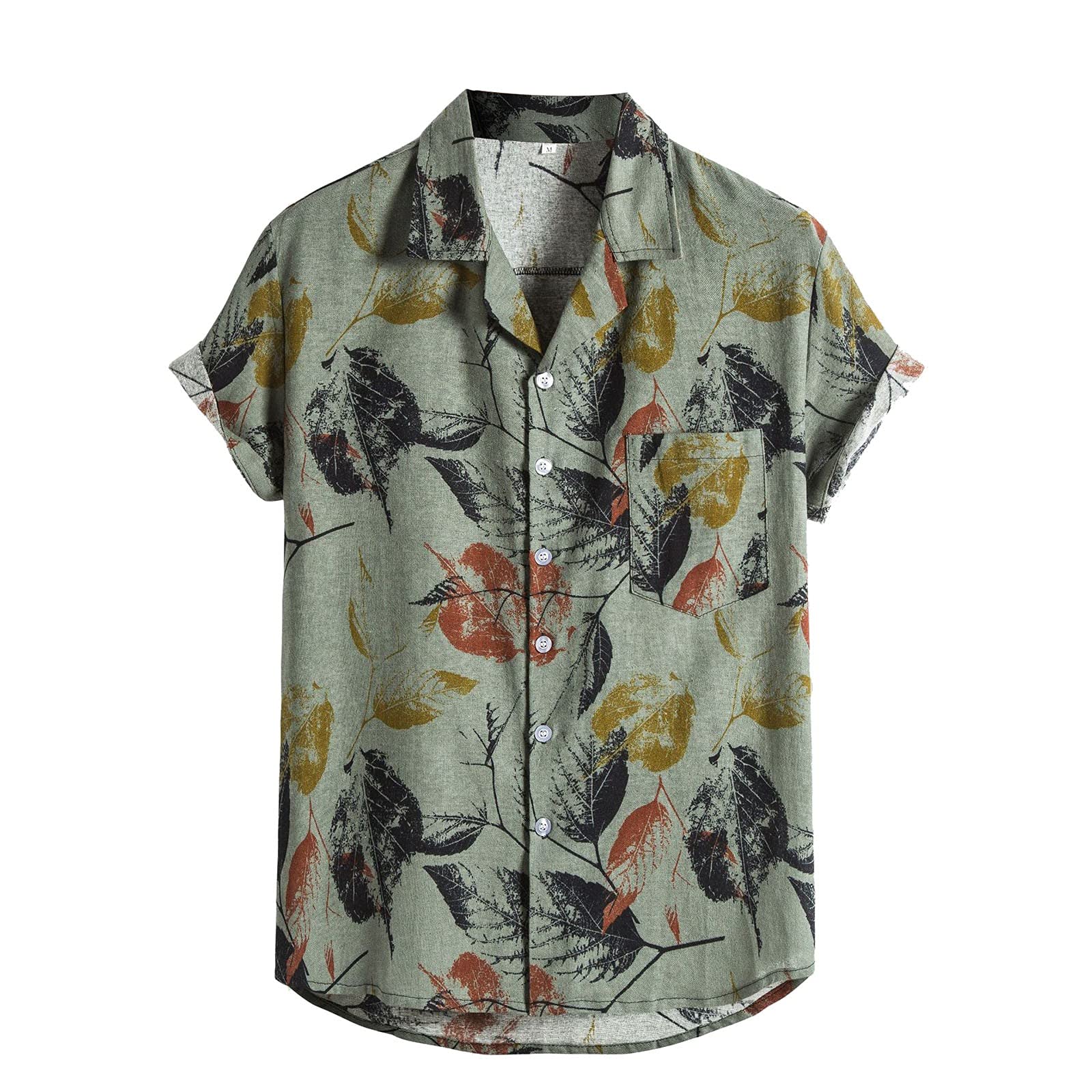 Men's Hawaiian Golf Shirts - Cotton Linen Short Sleeve Button Up Shirt with Beach Print | Casual Summer Shirt for Golf, Beach & Vacation Wear