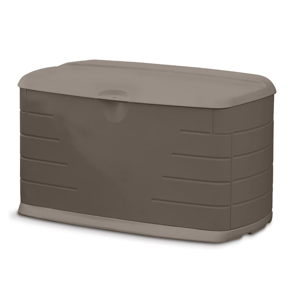 Rubbermaid 73 Gallon Medium Resin Outdoor Storage Deck Box - Weatherproof Brown Deck Organizer for Patio, Backyard & Pool - Perfect for Storing Garden Tools, Pool Chemicals, Toys & Patio Cushions | Ideal for Home Organization & Outdoor Storage Solutions