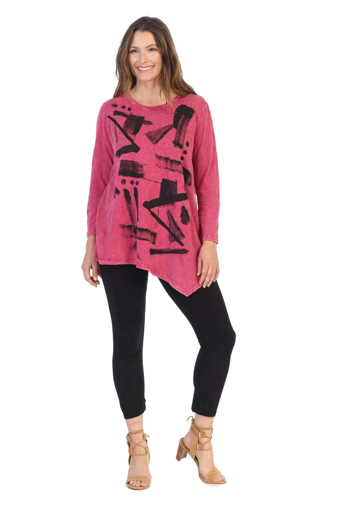 Jess & Jane Women's Asymmetrical Cotton Tunic - Soft Mineral Washed Casual Top for Everyday Wear | Perfect for Work, Weekend Outings & Layering