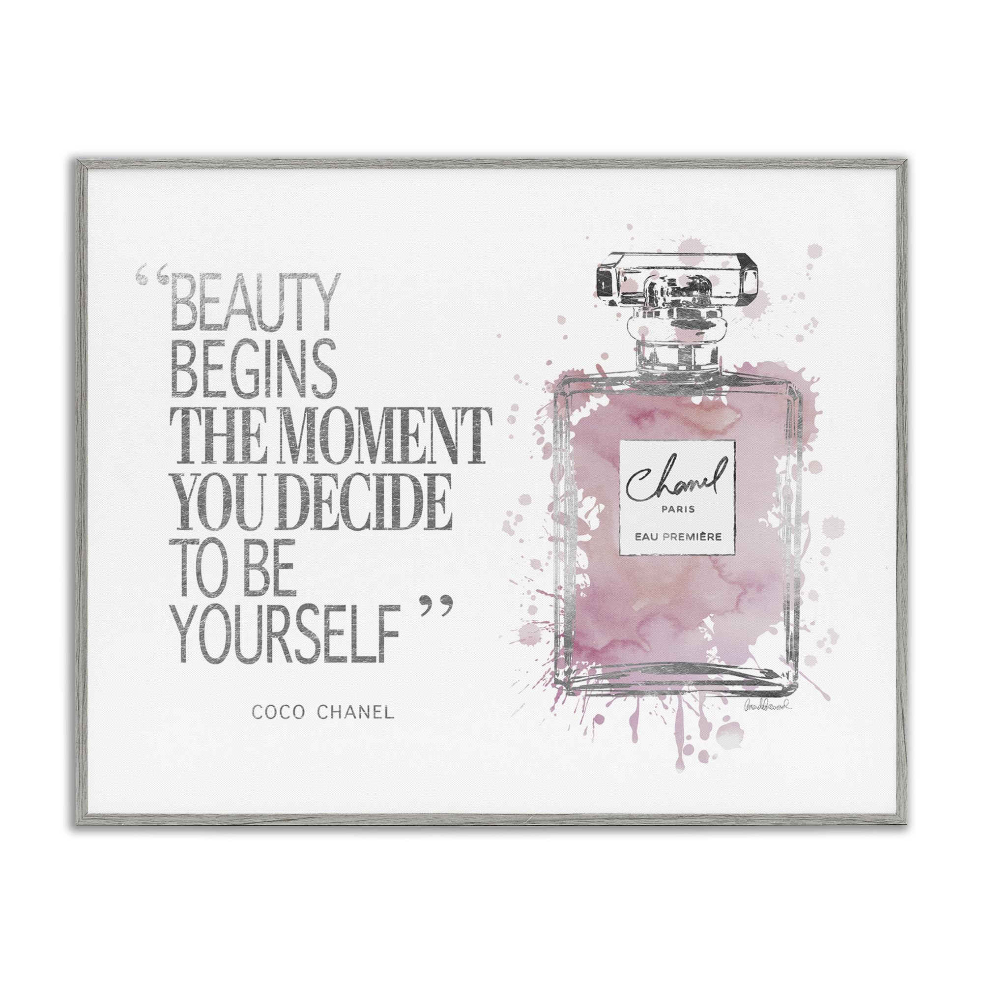 Stupell Industries Beauty Begins Fashion Perfume Grey Framed Wall Art - 16x20 Inches, Designed by Amanda Greenwood - Perfect for Bedroom, Living Room & Office Decor