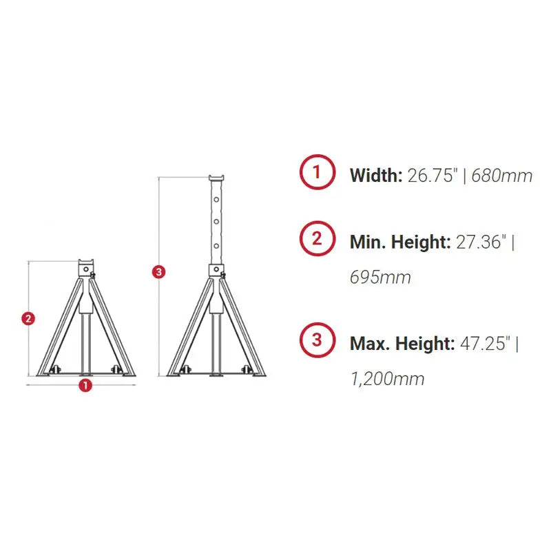 ESCO YAK 22 Ton Heavy Duty Jack Stands - Pair (47.25 Inch Height) - Professional Automotive Lift Supports for Trucks, SUVs, and Vehicle Maintenance
