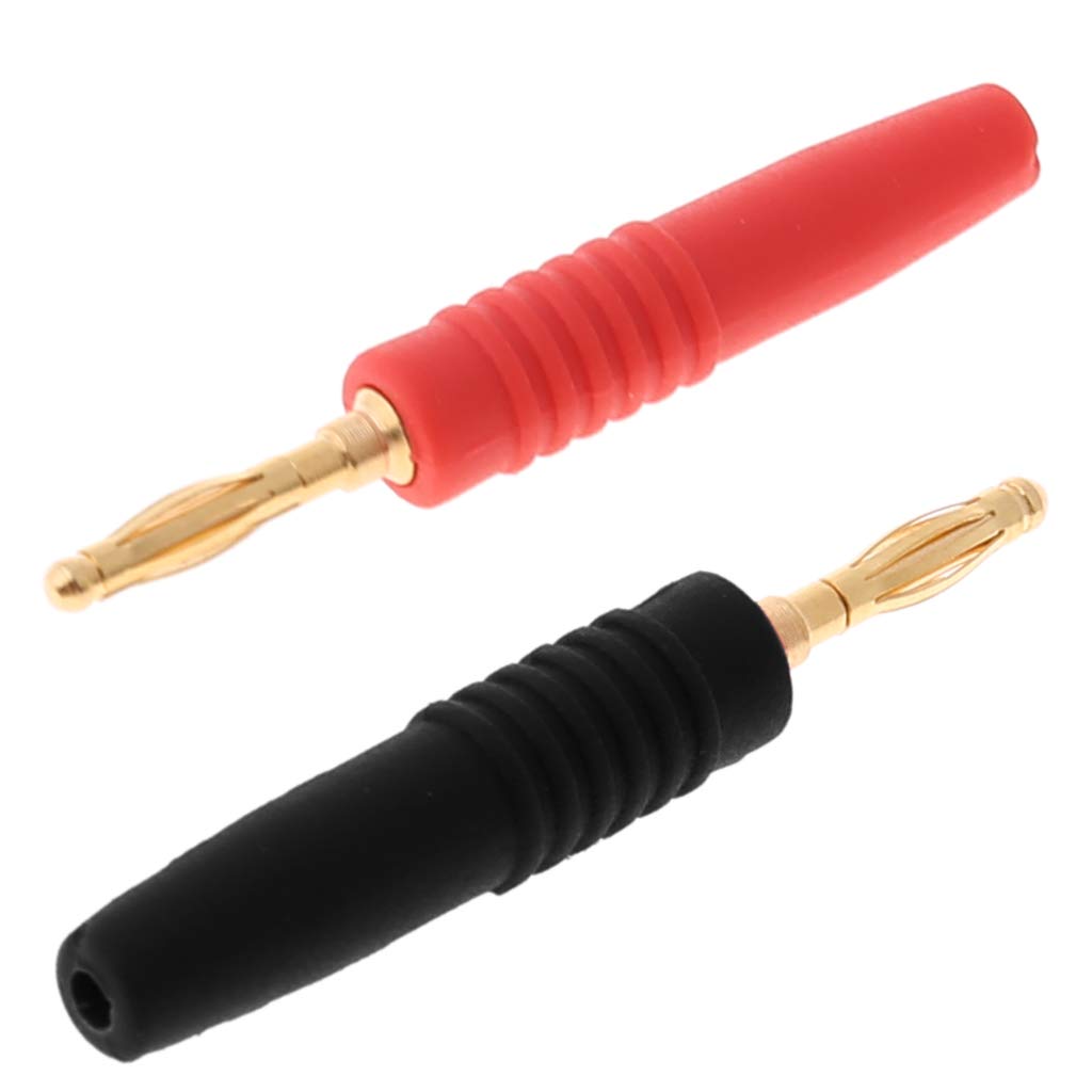 10pcs 2mm Solder Type Male Banana Plug Connectors - Red & Black Speaker Wire Terminals for Audio Equipment, Guitar Amps, and Home Theater Systems