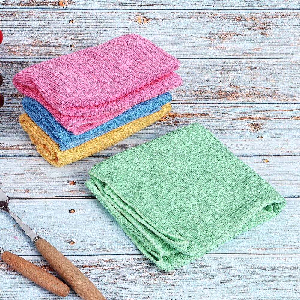 4-Pack Premium Microfiber Cleaning Cloths - Super Absorbent Reusable Dish Towels for Kitchen, Car, Windows & Household Cleaning (Great Housewarming Gift) - Perfect for Daily Cleaning, Spill Wipes & Streak-Free Shine