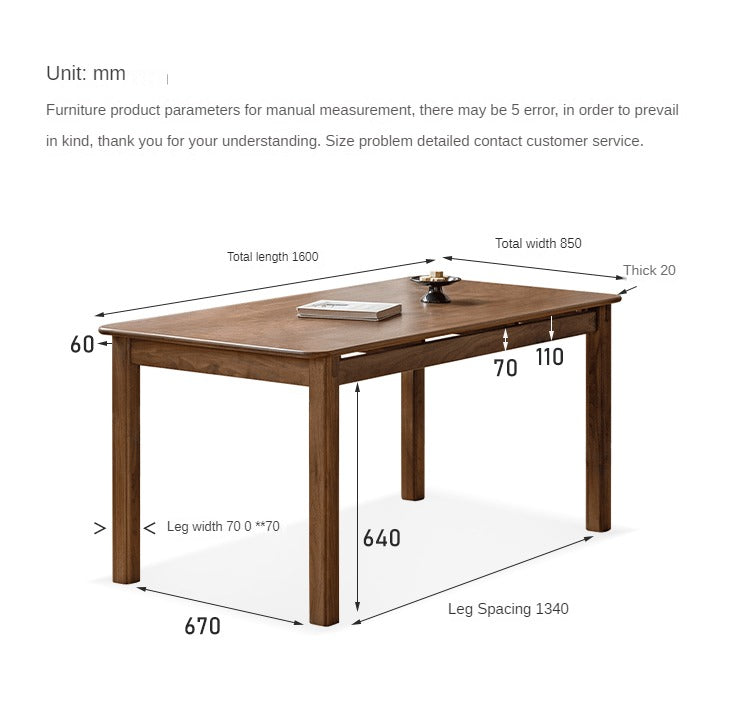 Premium Black Walnut & Ash Solid Wood Dining Table - Handcrafted Rustic Farmhouse Style - Perfect for Family Gatherings, Dinner Parties & Cozy Meals