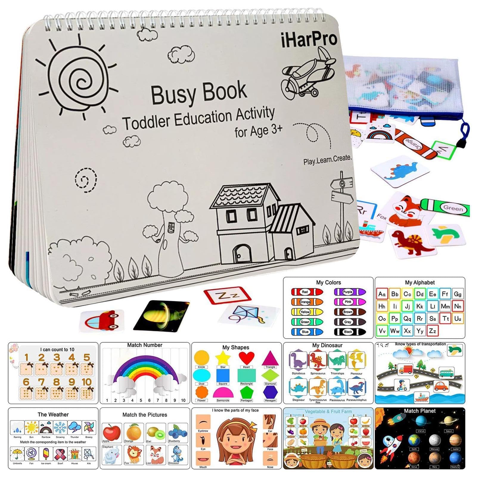 Montessori Sensory Busy Book for Toddlers - Preschool Learning Activities Educational Toy for Boys & Girls Ages 2-5 | Perfect for Travel, Quiet Time & Early Childhood Development