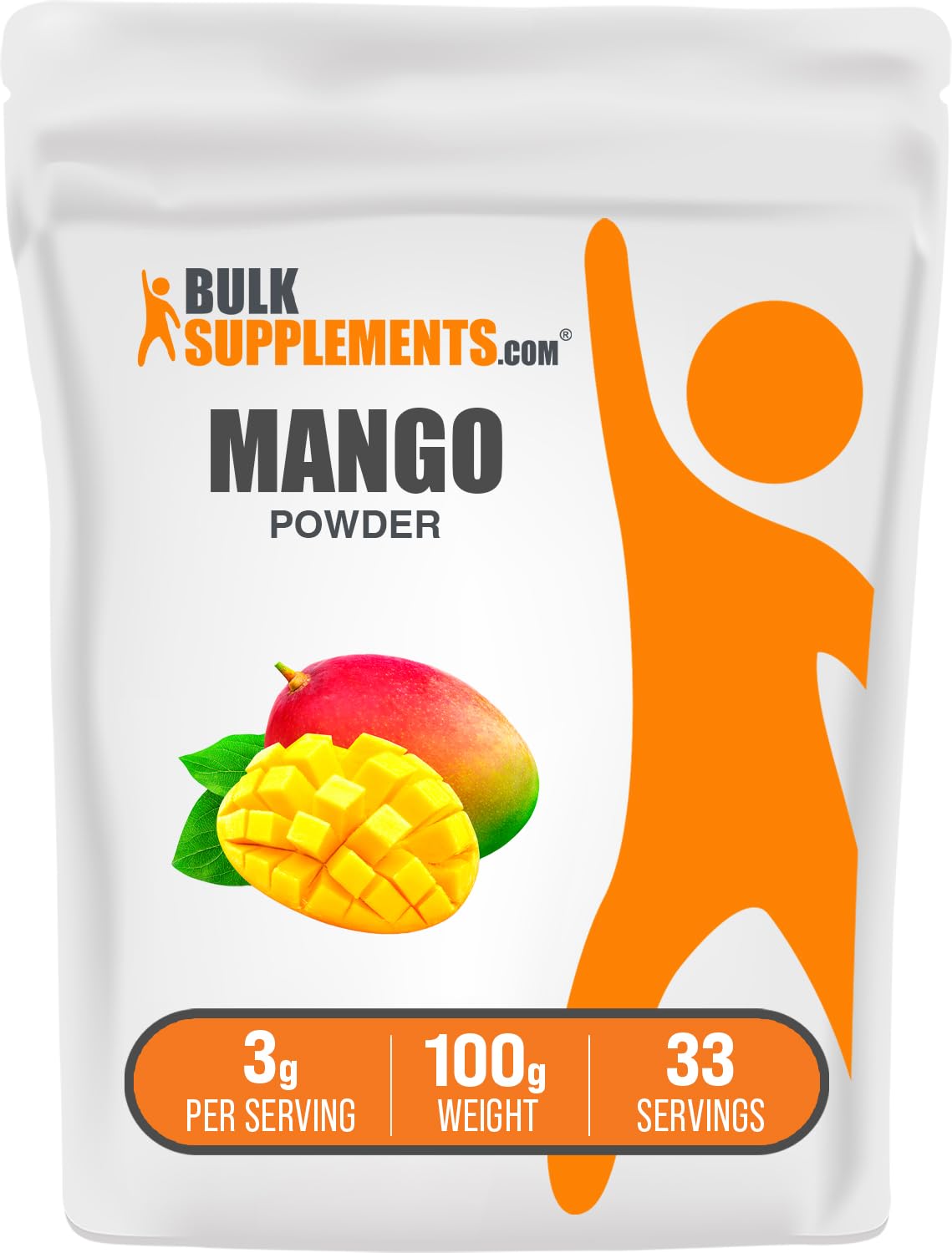 BulkSupplements Pure Mango Powder - 100% Natural Mango Fruit Powder for Smoothies, Baking & Drinks - Gluten Free, Sugar Free, 3g per Serving, 100g (3.5 oz) Pack - Perfect for Protein Shakes, Desserts & Healthy Snacks