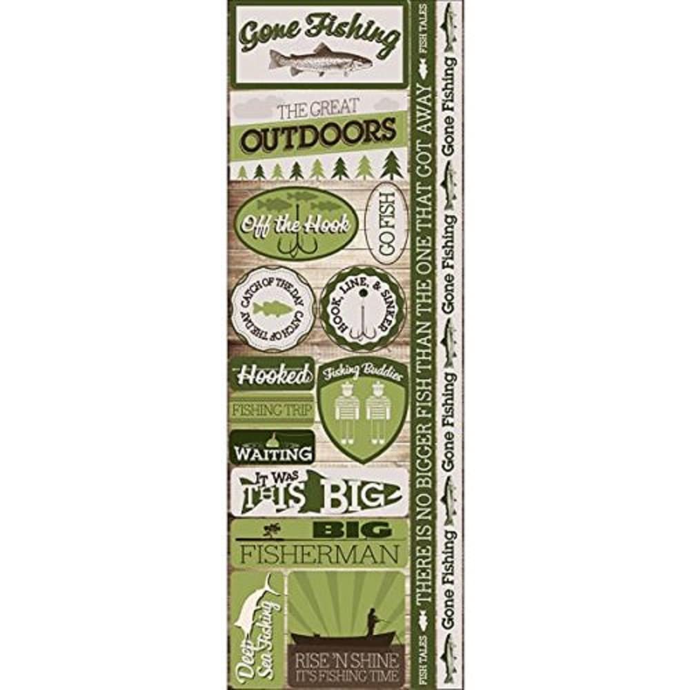 Reminisce Signature Series Cardstock Combo Stickers - 4.25 x 12 Inch Fishing Theme - Premium Scrapbooking & Card Making Supplies for DIY Crafts, Photo Albums, and Memory Books