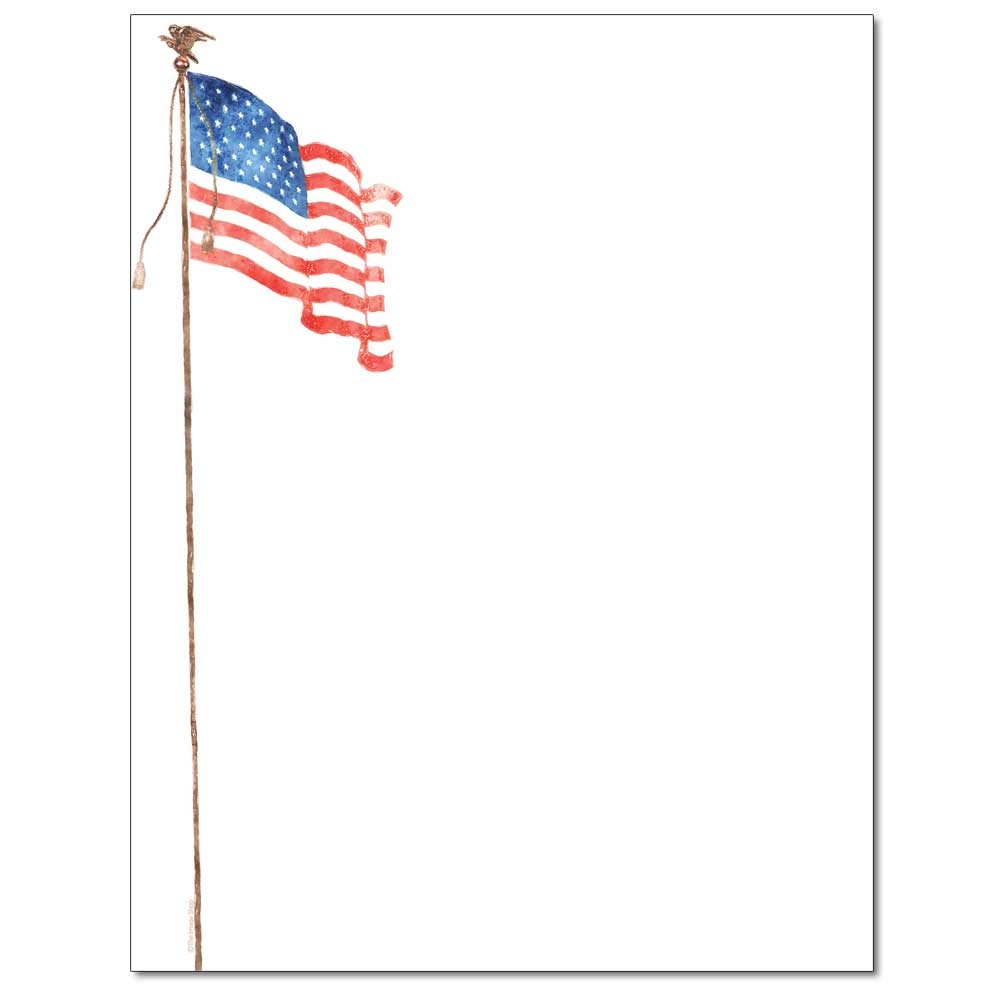 Premium American Flag Letterhead Paper - 25 Sheets for Laser & Inkjet Printers | Patriotic Stationery for Business Letters, Office Documents & Holiday Greetings