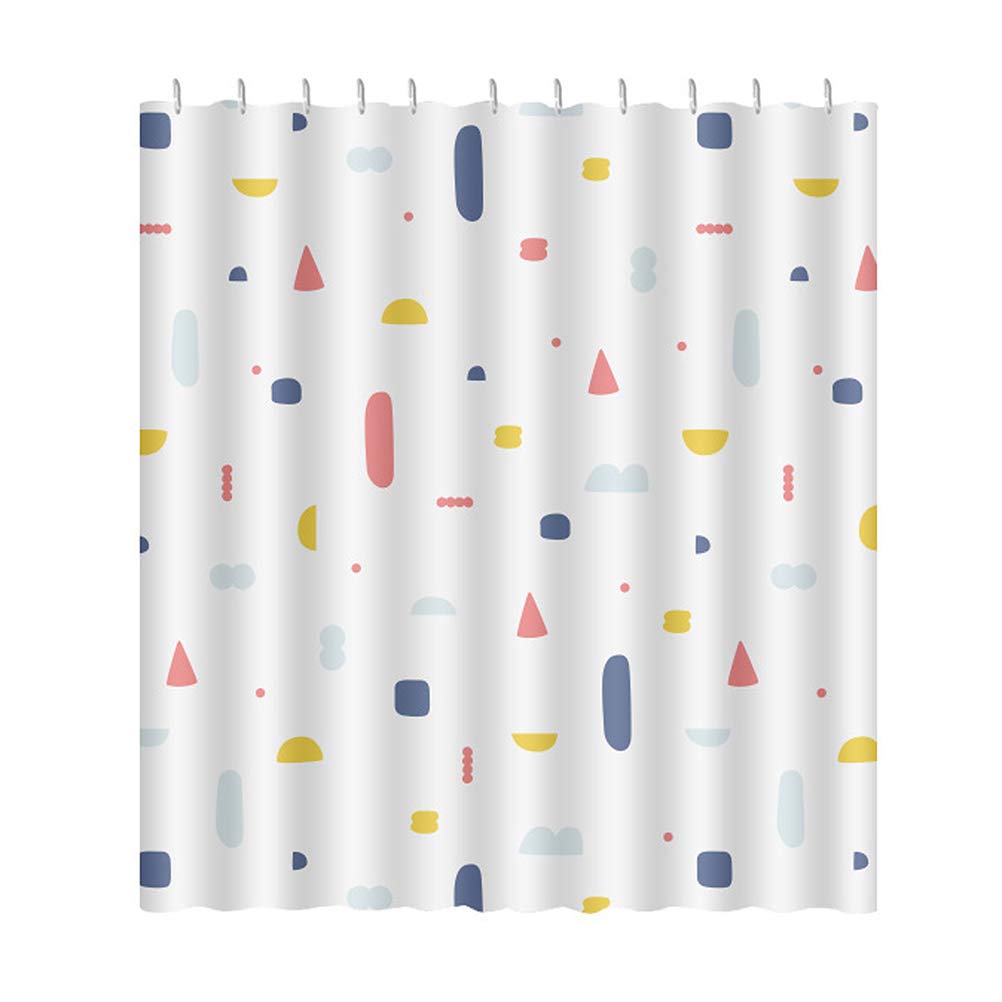 DOITOOL Waterproof Bathroom Shower Curtain Set - 12 Hooks Included, Geometric Pattern, Size 2 - Moisture Resistant for Home & Apartment Use - Perfect for Bathrooms, Showers, and Dorm Rooms