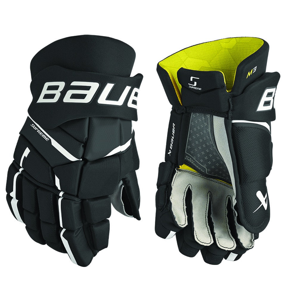 Bauer Supreme M3 Intermediate Ice Hockey Gloves - Protective Hockey Gear for Youth & Adult Players - Perfect for Ice Rink Games & Practice Sessions