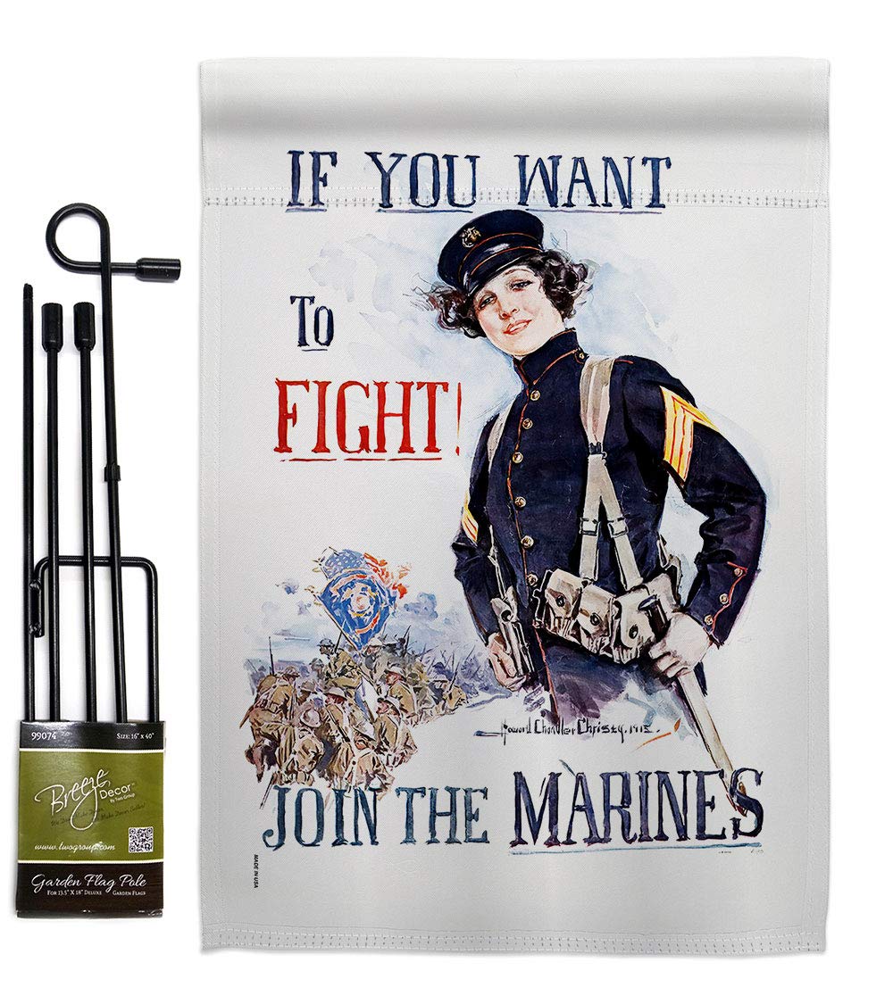 USMC Garden Flag Set - Semper Fi Military Veteran Yard Banner for Home Decor