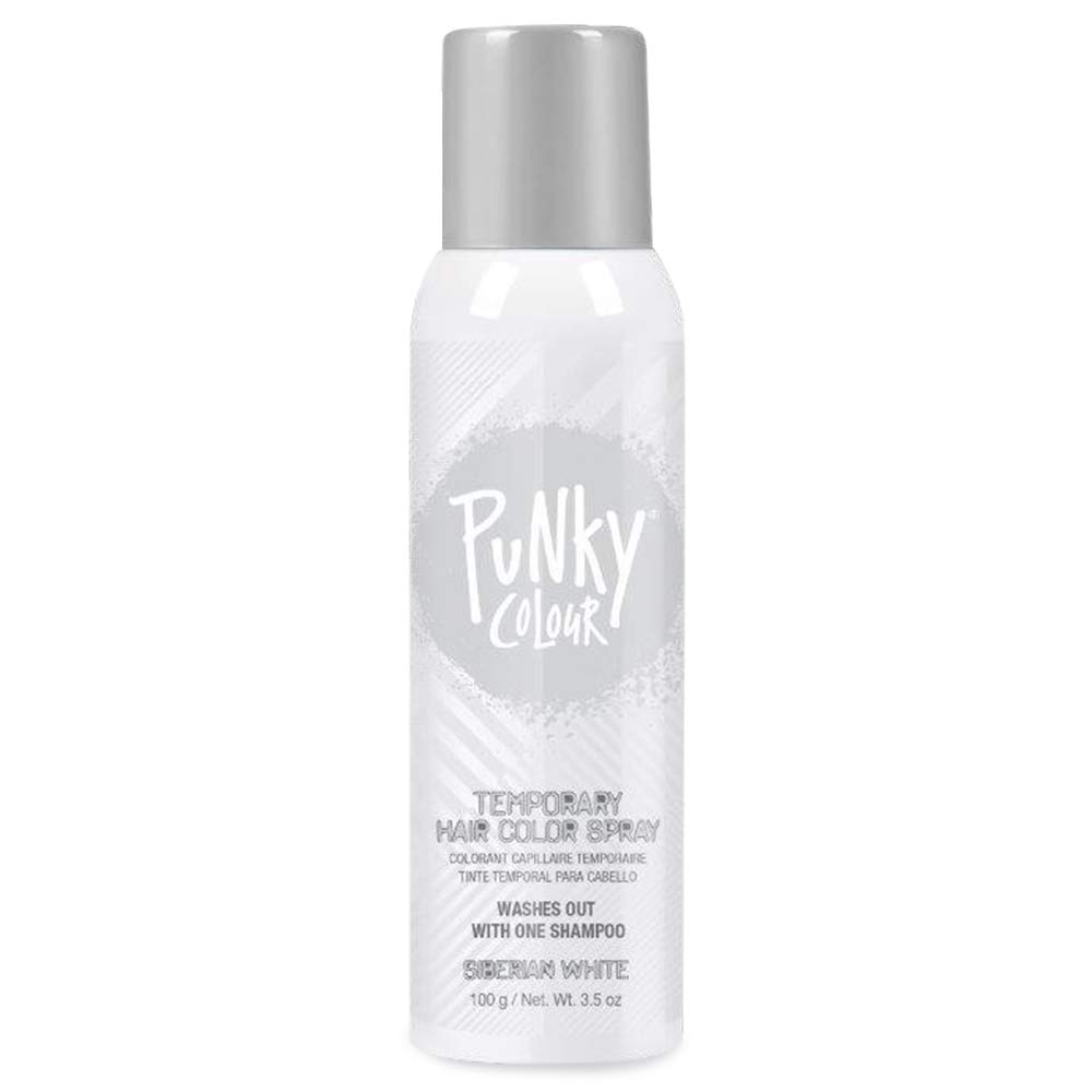 Punky Temporary Hair Color Spray - Siberian White | Fast-Drying & Non-Sticky Hair Dye | Safe & Non-Damaging | Travel Size (3.5 oz) for Instant Vivid Hair Color | Perfect for Halloween, Cosplay, Parties & Daily Fashion Looks