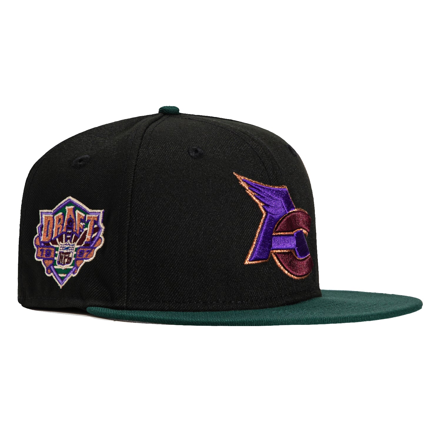 New Era 59Fifty Arizona Cardinals 1987 Draft Patch Snapback Hat - Black, Green, Purple, Red - NFL Football Fan Gear for Games & Collectors