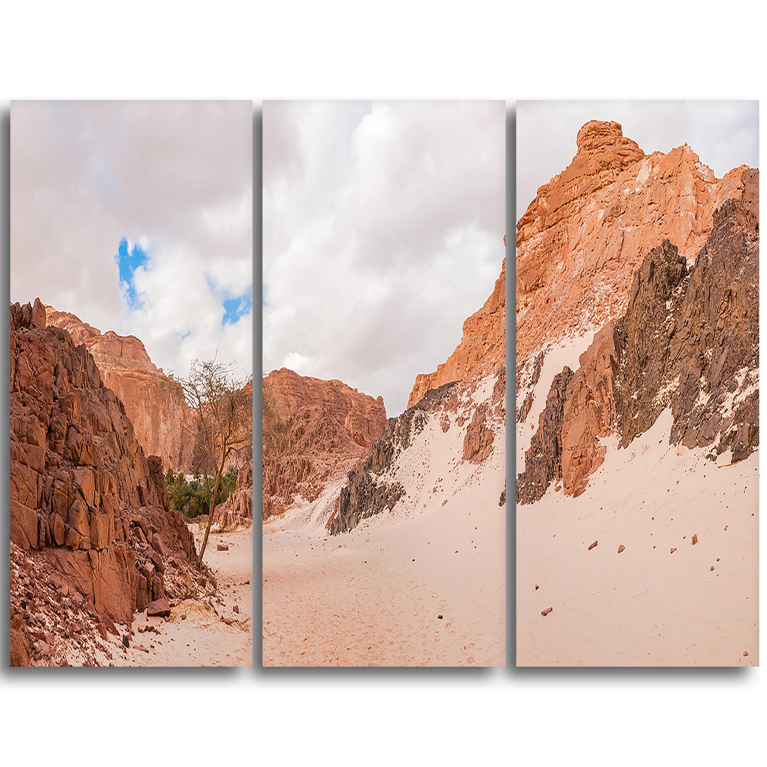 Designart MT10822-3P White Canyon Panoramic Metal Wall Art Set - Extra Large 3-Piece Landscape Decor (28x36 Inches, Brown) for Living Room, Bedroom & Office