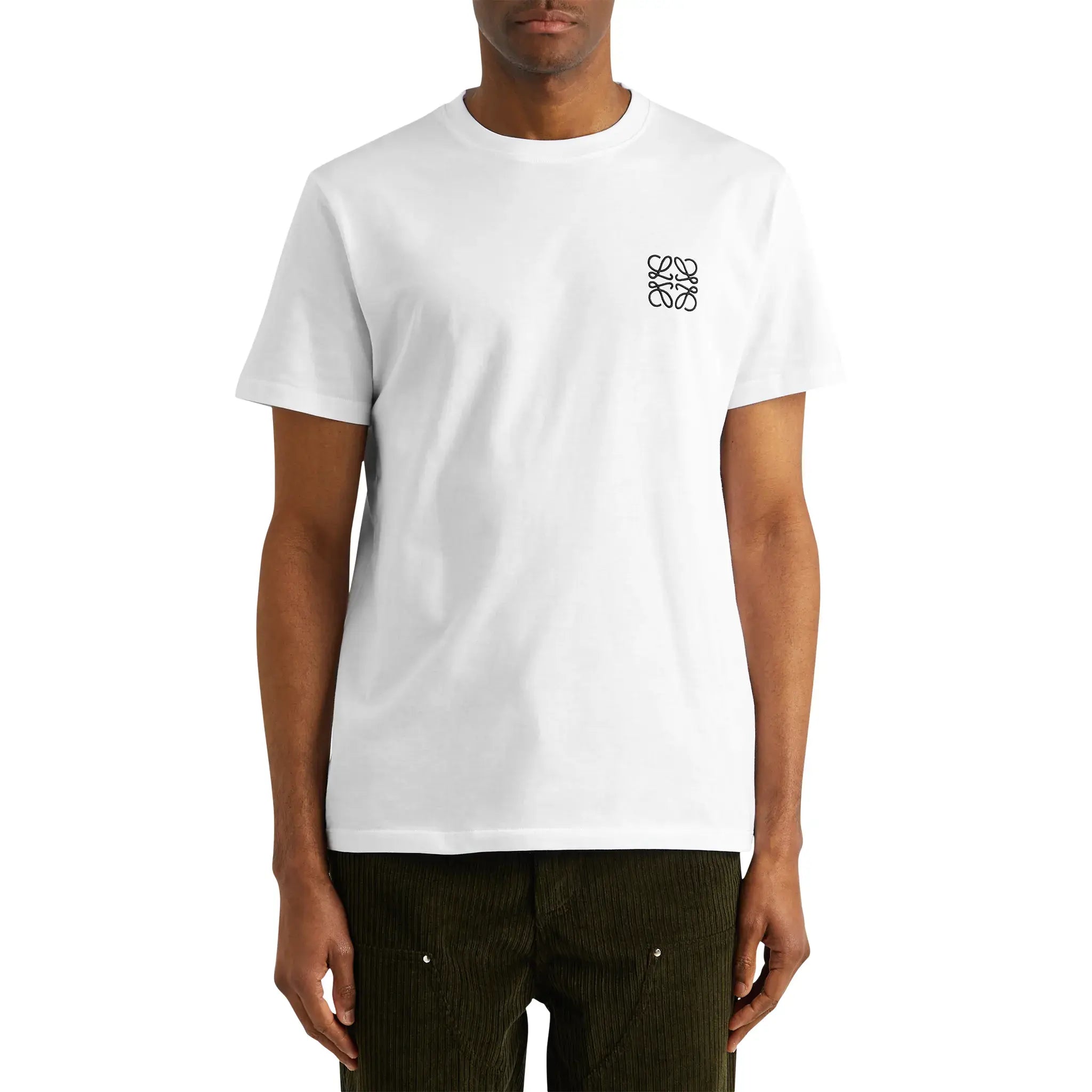 Loewe Anagram Chest Logo White T-Shirt for Men - Stylish Casual Cotton Tee for Everyday Wear, Street Style & Outfits