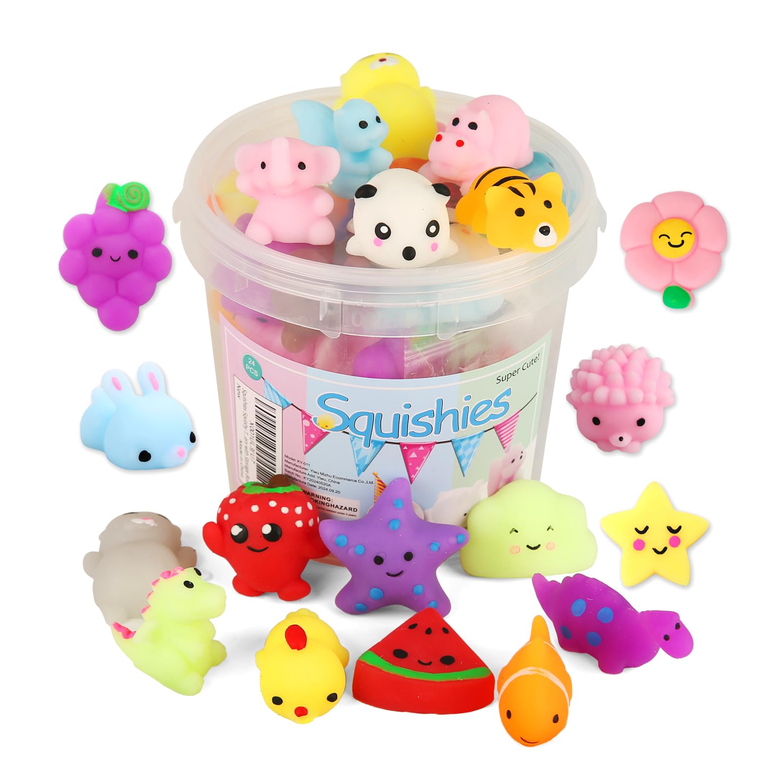 24pcs Kawaii Squishy Toys for Kids - Stress Relief & Party Favors for Easter Gifts