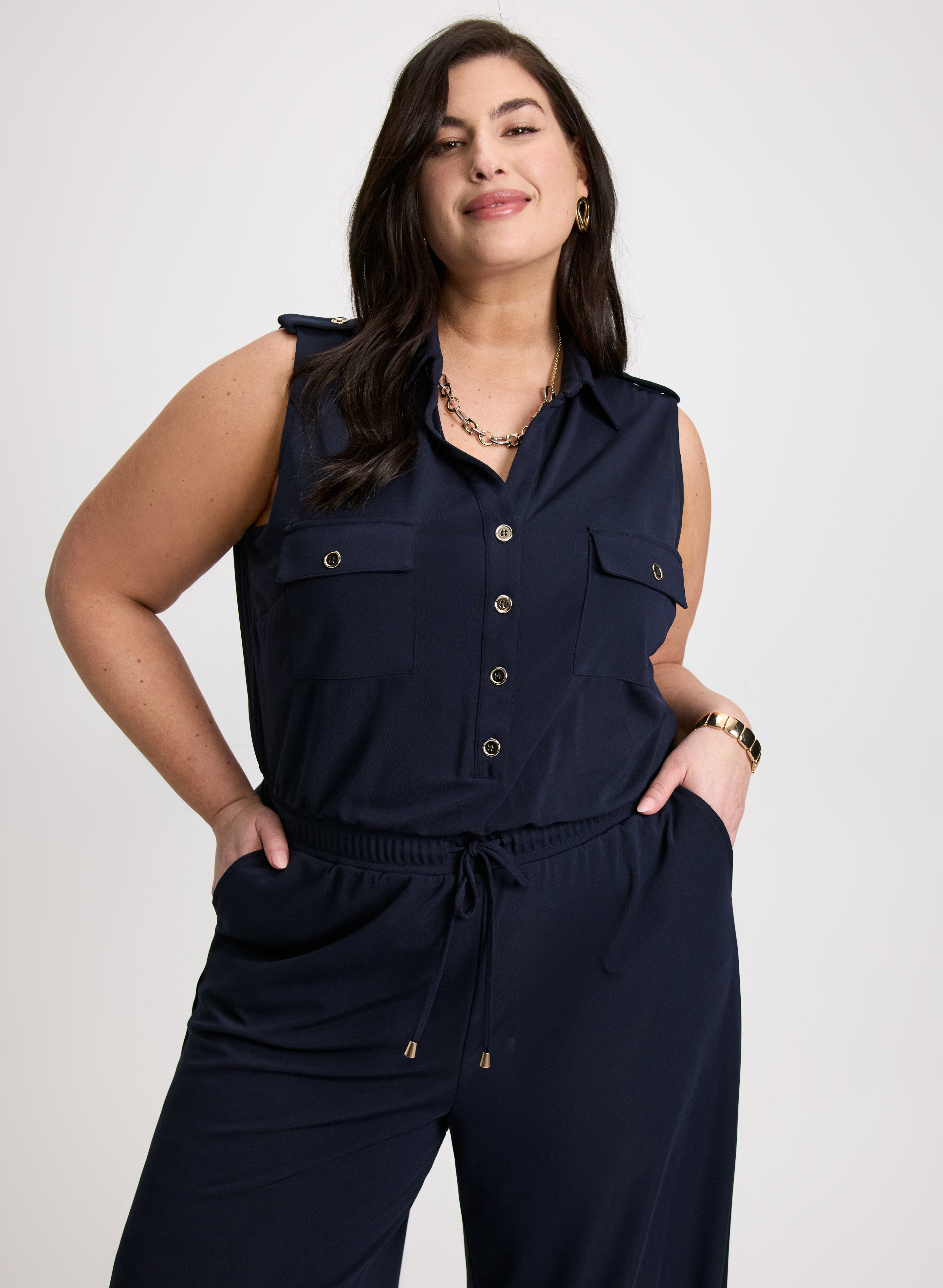 Stylish Women's Drawstring Waist Jumpsuit - Comfortable Casual Romper for Summer Outings, Beach Wear & Lounge