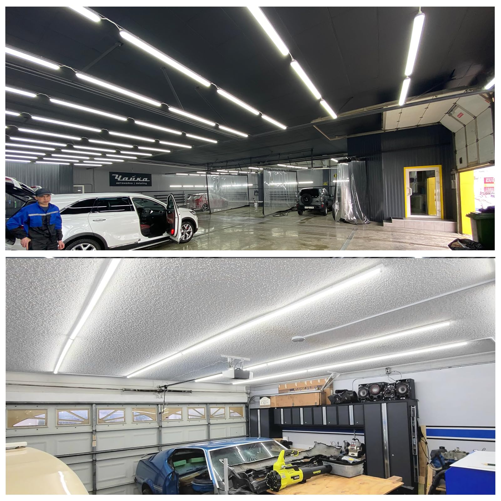 JESLED 8FT LED Shop Light, 72W 6500K Cool White 9000LM High Output V-Shape T8 Linkable Tube Lights - 6 Pack for Garage, Warehouse, Workshop - Plug & Play with Clear Cover - Ideal for Industrial, Commercial & Home Workspaces